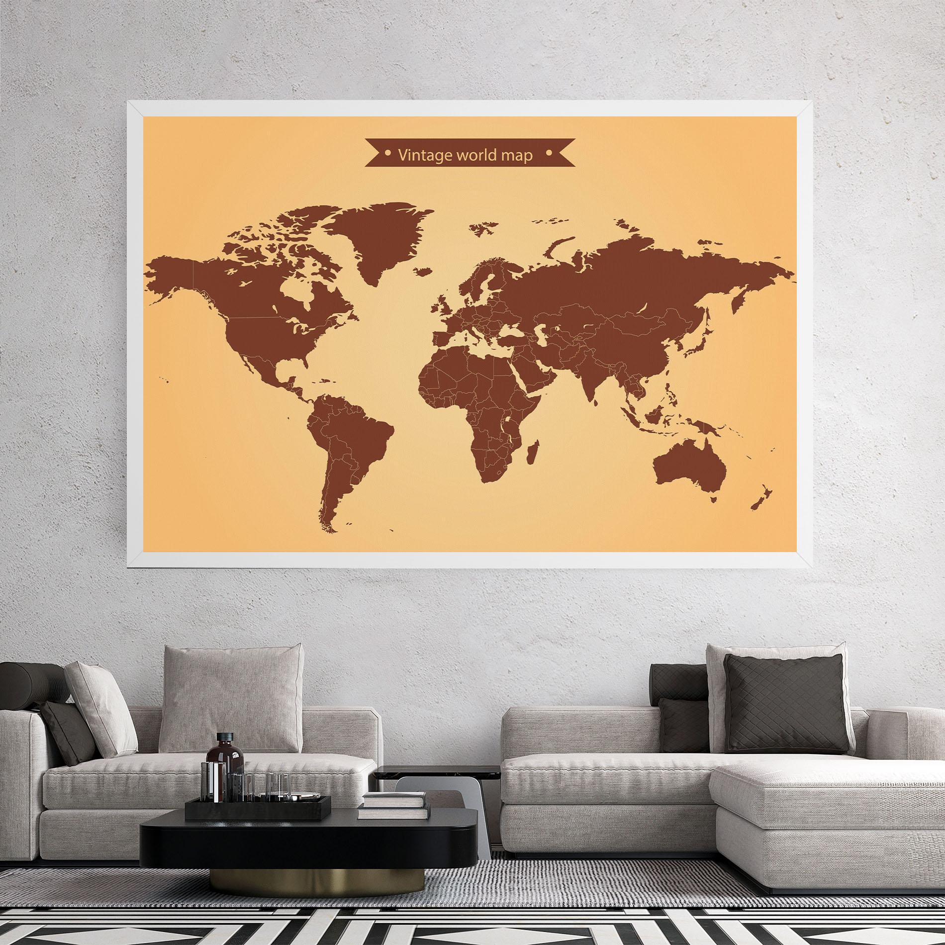 Tablou Canvas Vintage World Map mockup 2