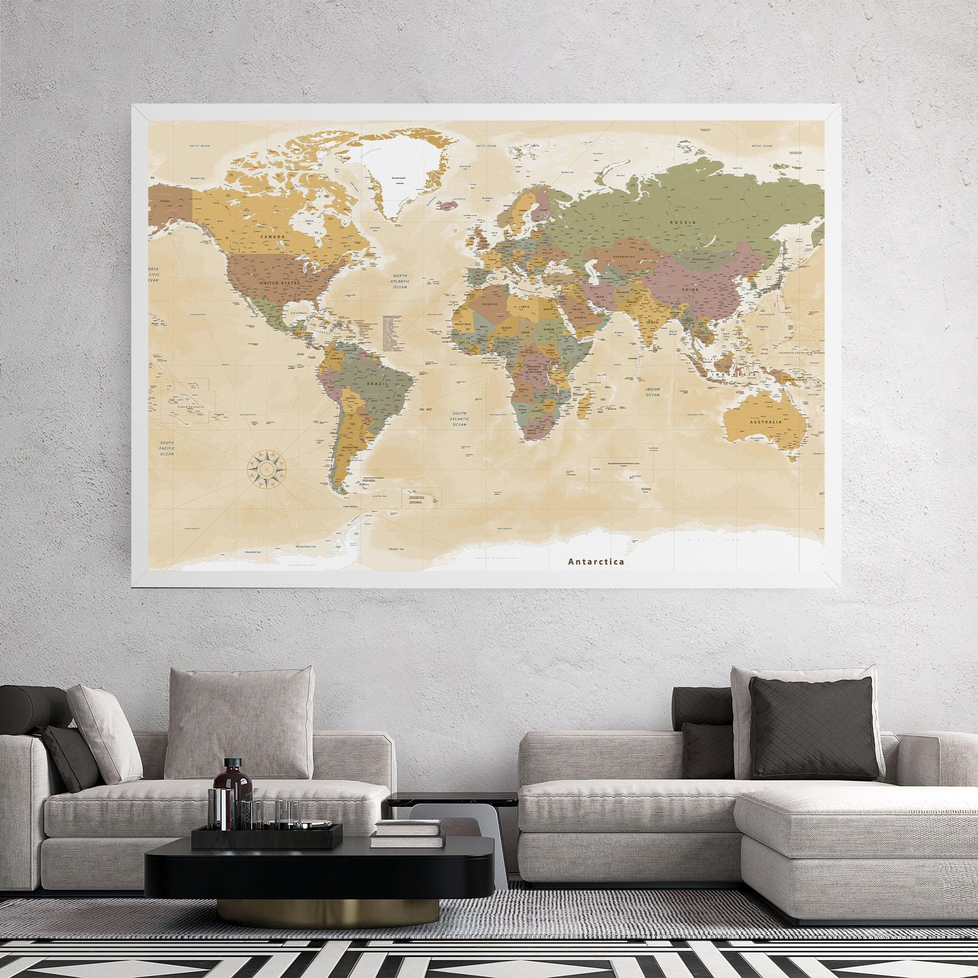 Tablou Canvas World Map Vintage mockup 2