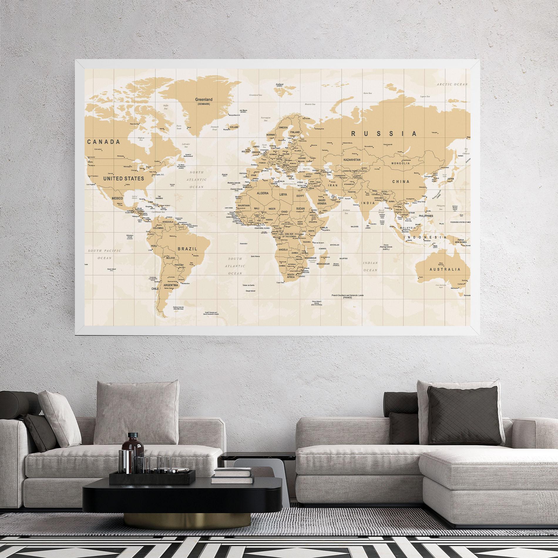 Tablou Canvas World Old Map mockup 2