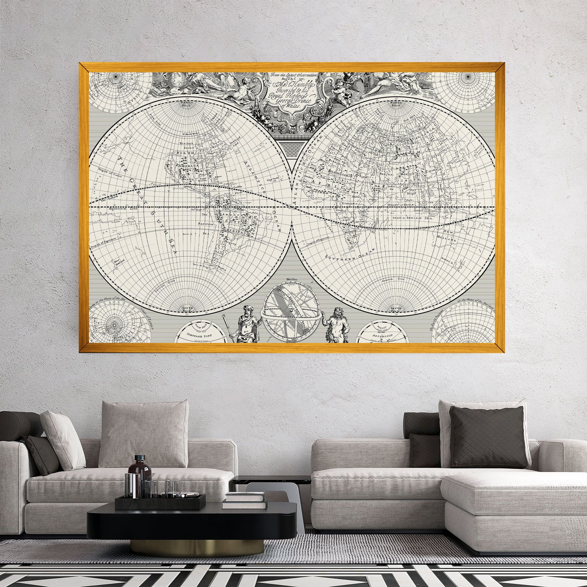 Black White Map mockup 2
