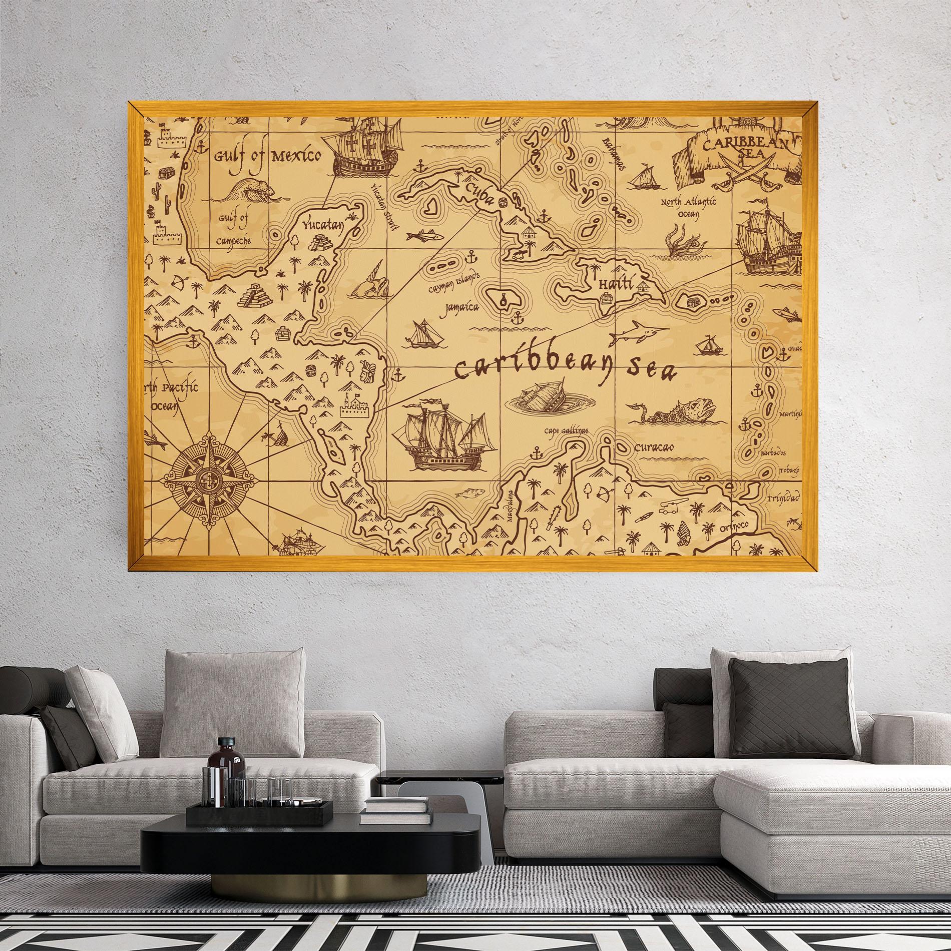 Tablou Canvas Caribbean Sea Map mockup 2