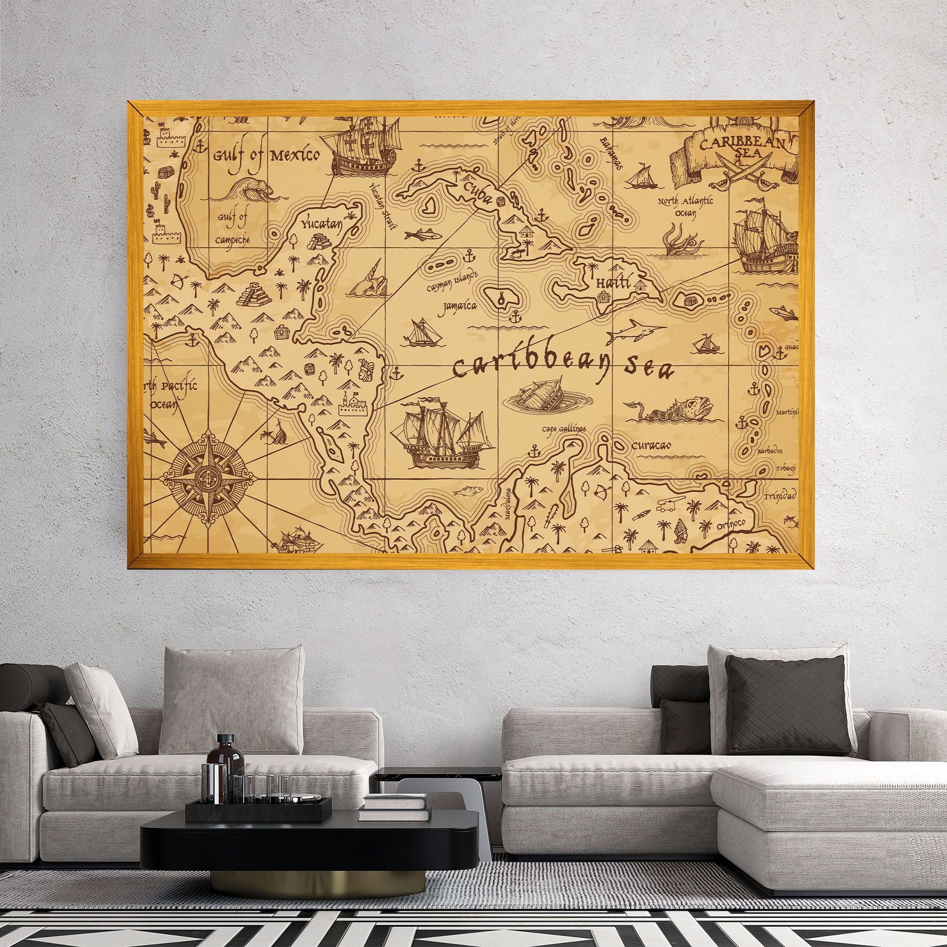 Caribbean Sea Map mockup 2