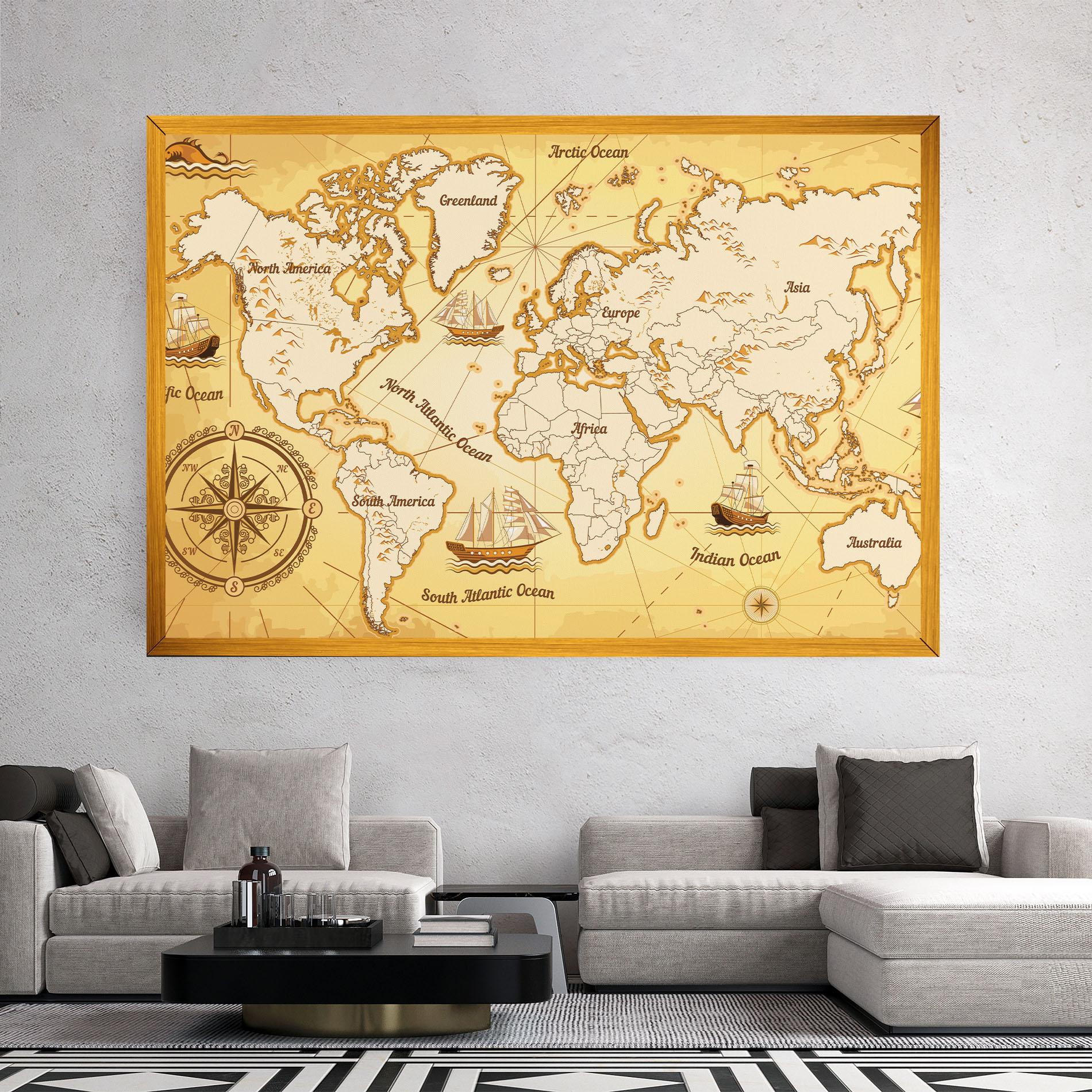Tablou Canvas Gold Vintage Map mockup 2