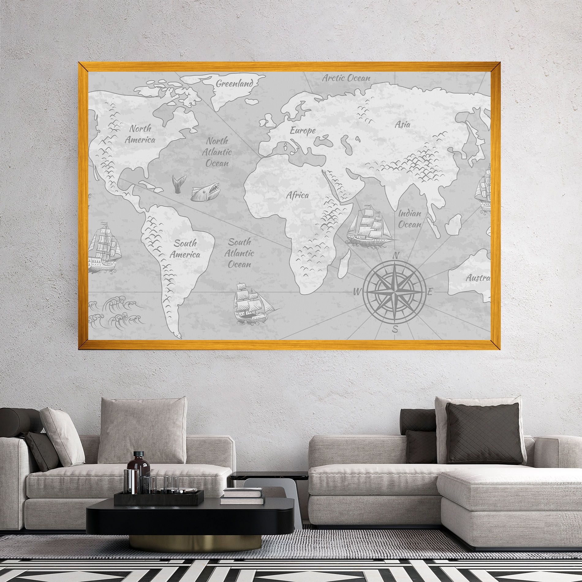 Grey Old Map mockup 2