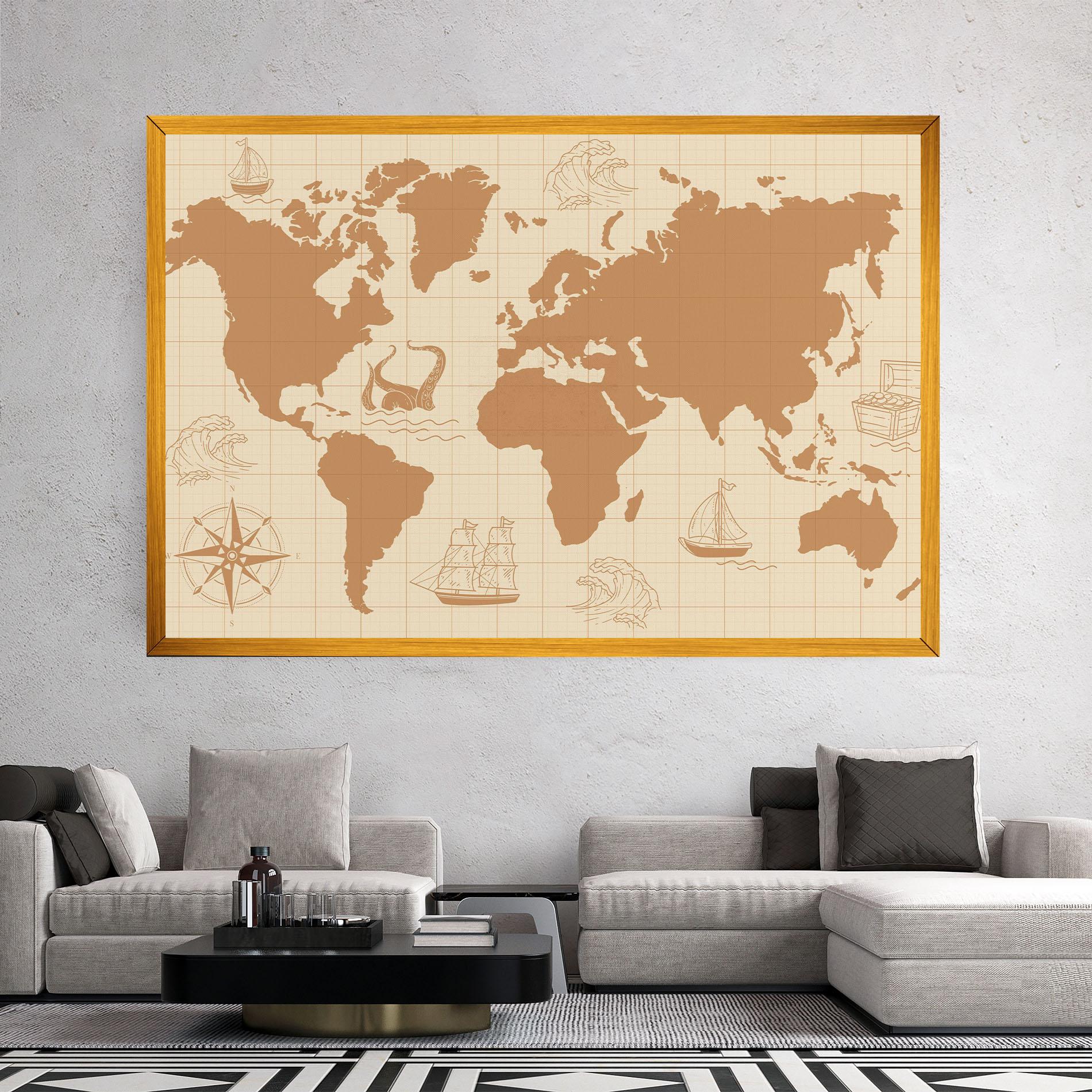 Tablou Canvas Light Cream Map mockup 2