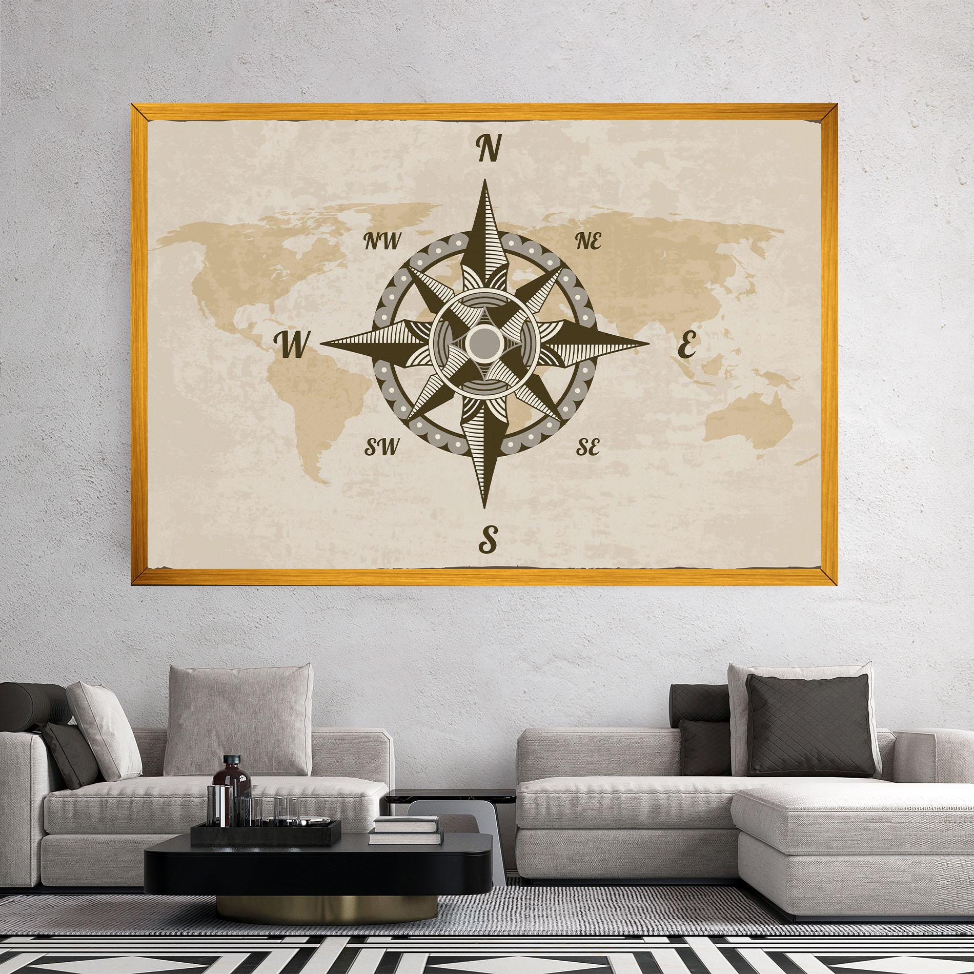 Tablou Canvas Nautical Compass mockup 2