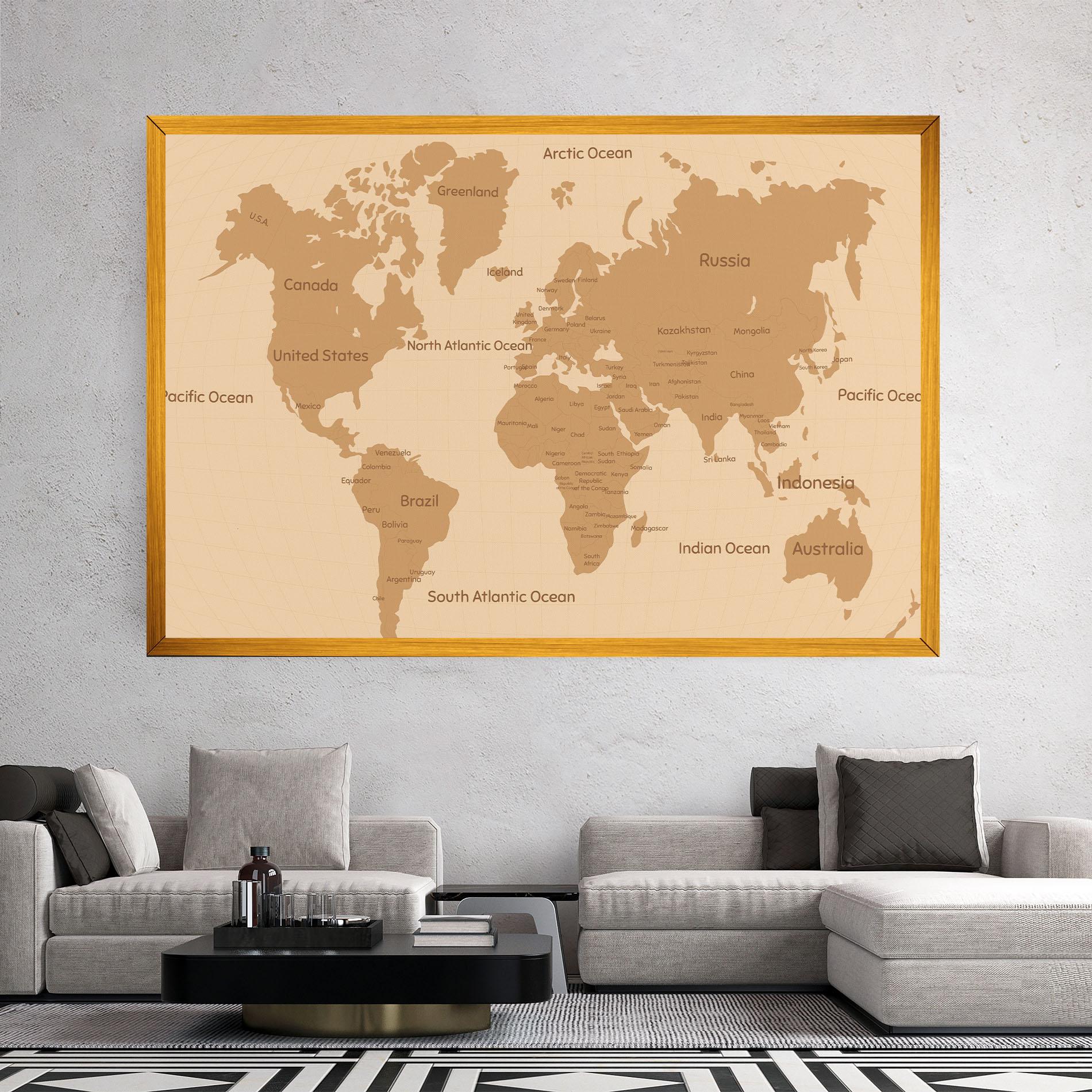 Tablou Canvas Ocean Old Map mockup 2