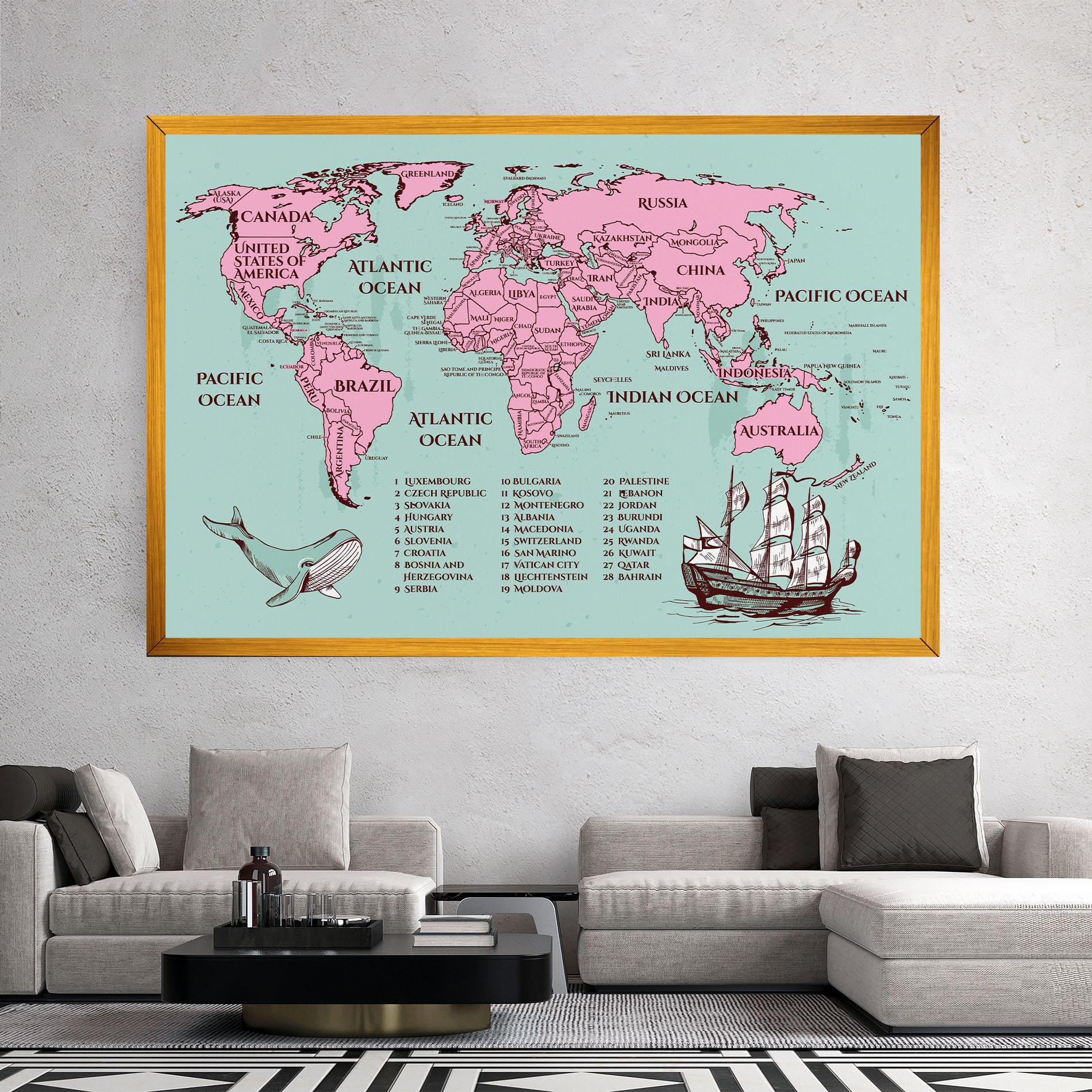 Tablou Canvas Pink Pirate Map mockup 2
