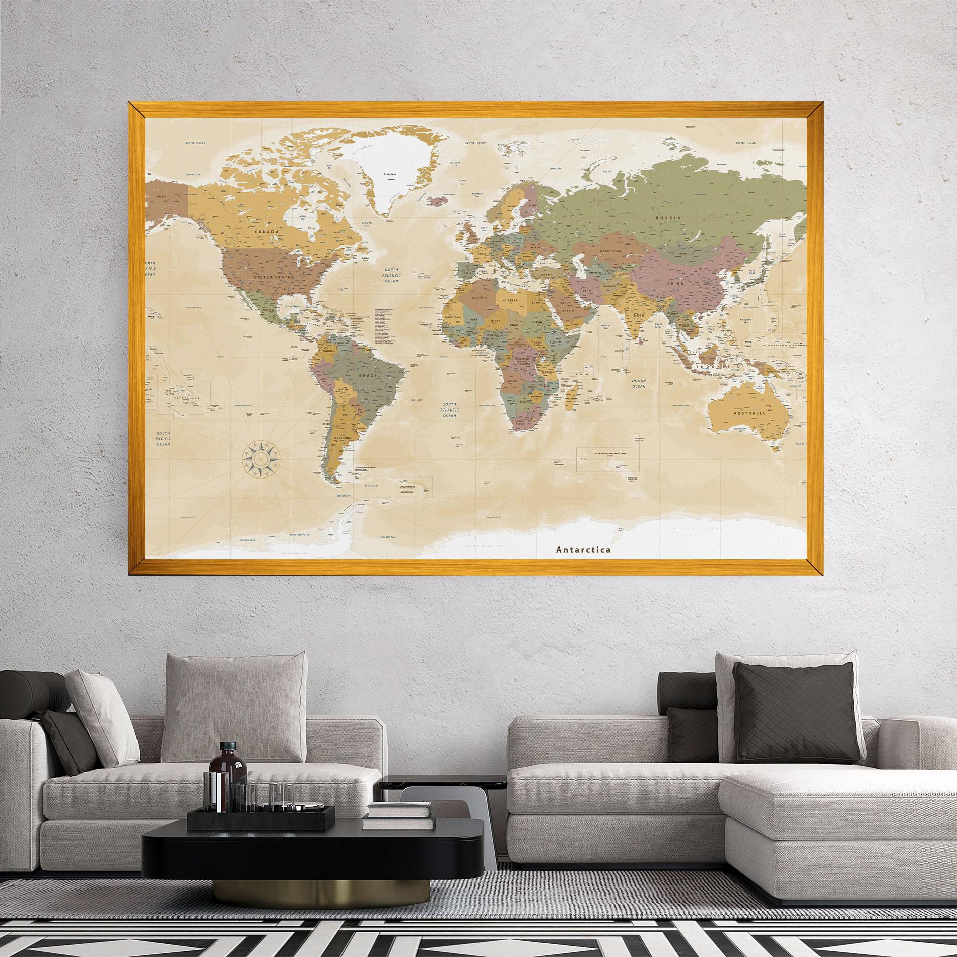 Tablou Canvas World Map Vintage mockup 2