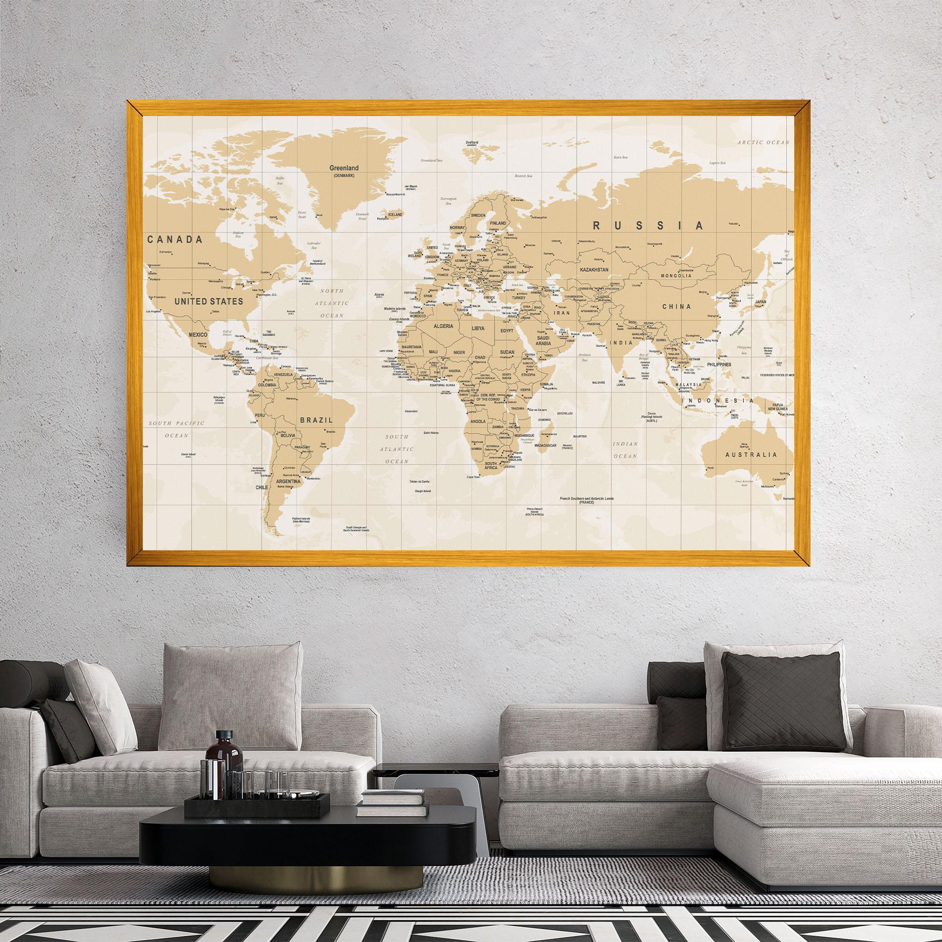 Tablou Canvas World Old Map mockup 2
