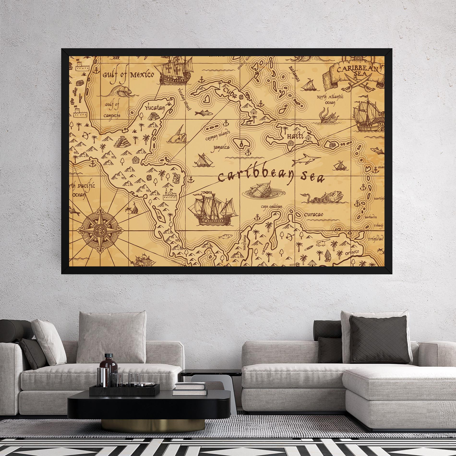 Tablou Canvas Caribbean Sea Map mockup 2