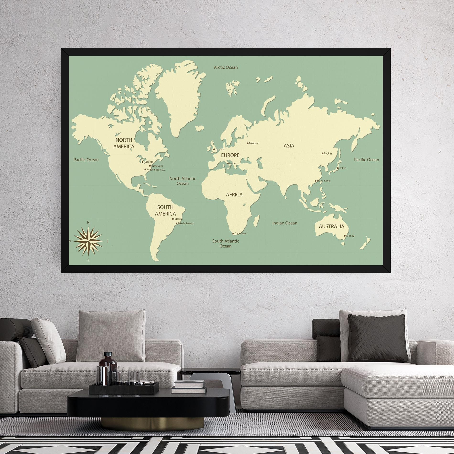 Green Cream Map mockup 2