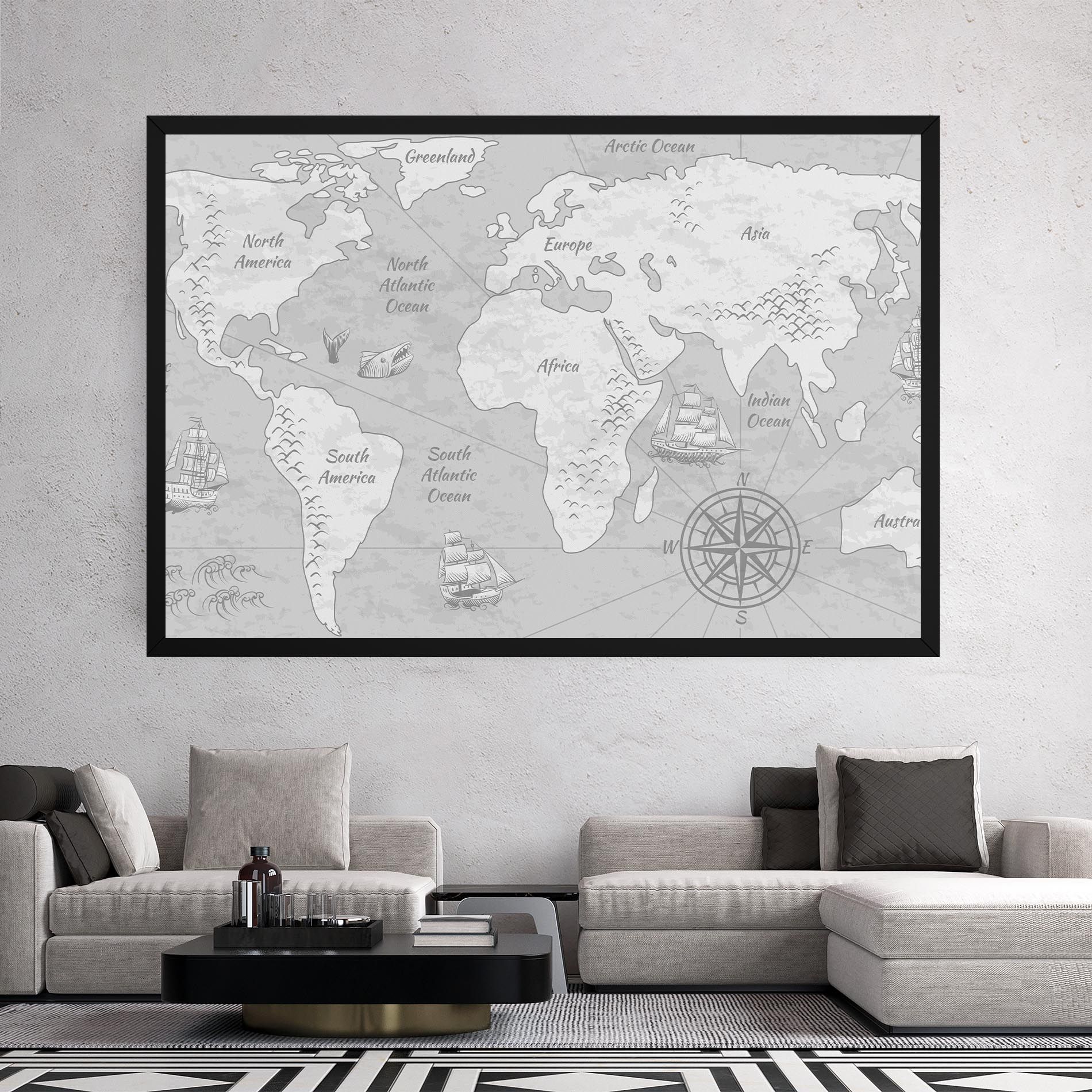 Grey Old Map mockup 2