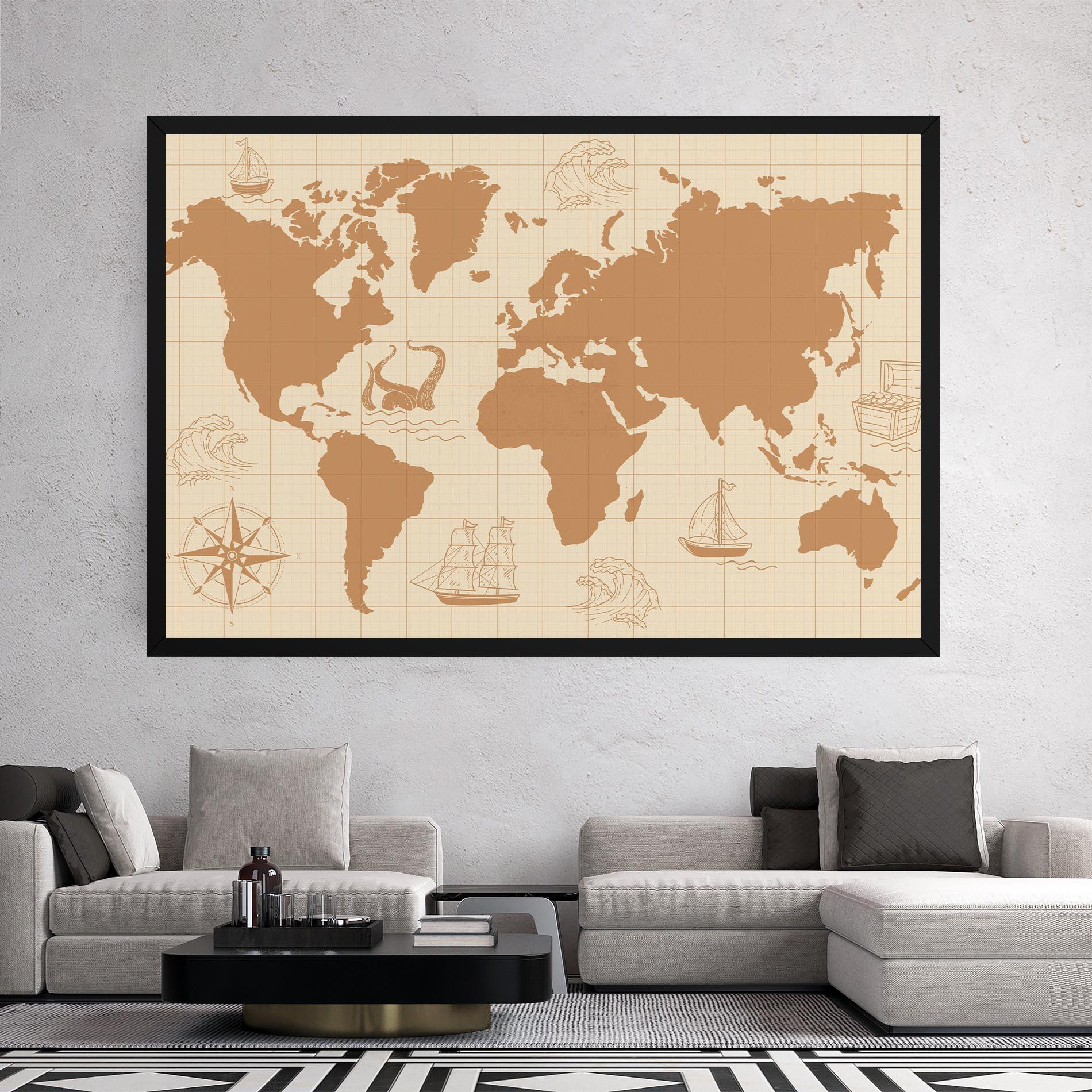 Tablou Canvas Light Cream Map mockup 2