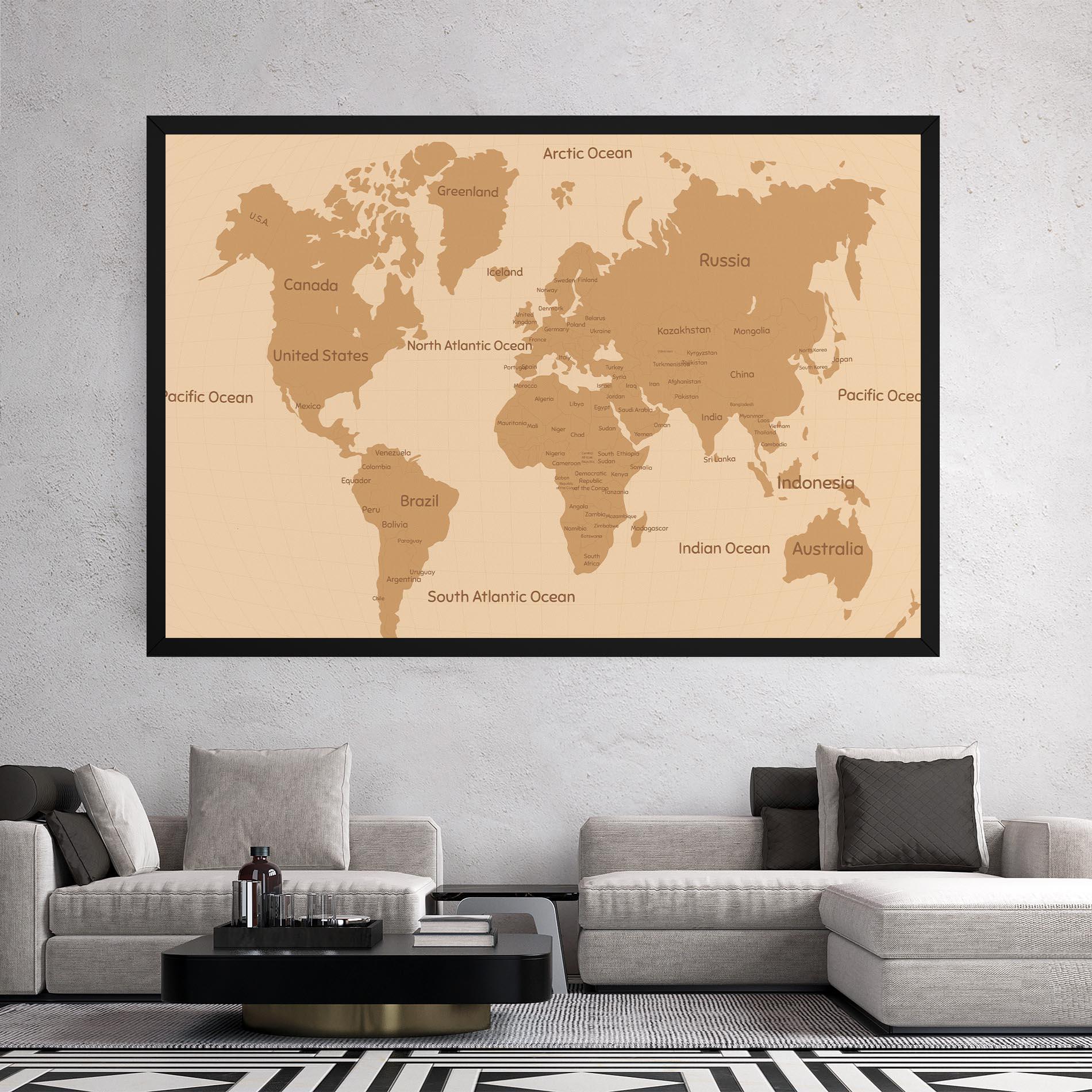 Tablou Canvas Ocean Old Map mockup 2