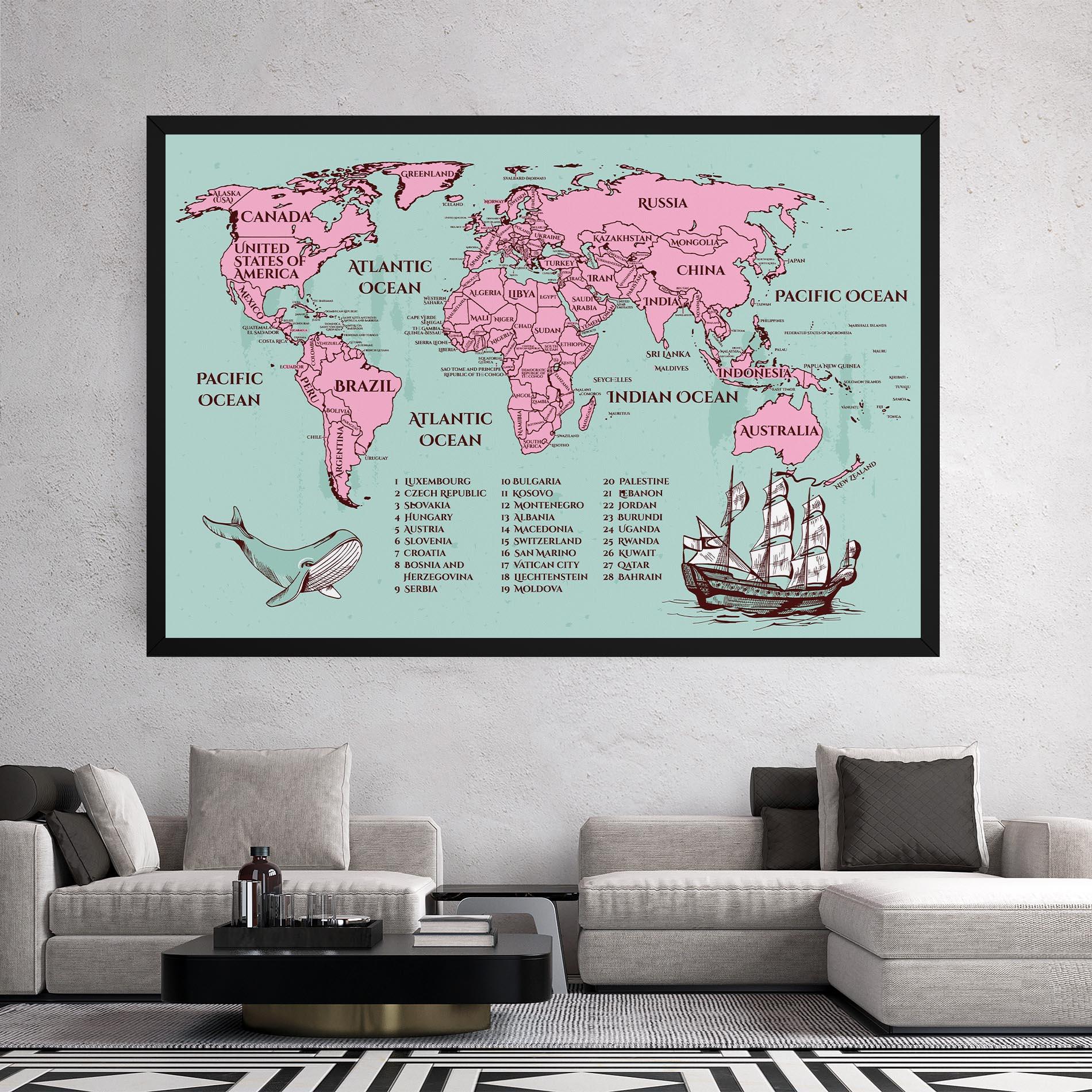 Tablou Canvas Pink Pirate Map mockup 2