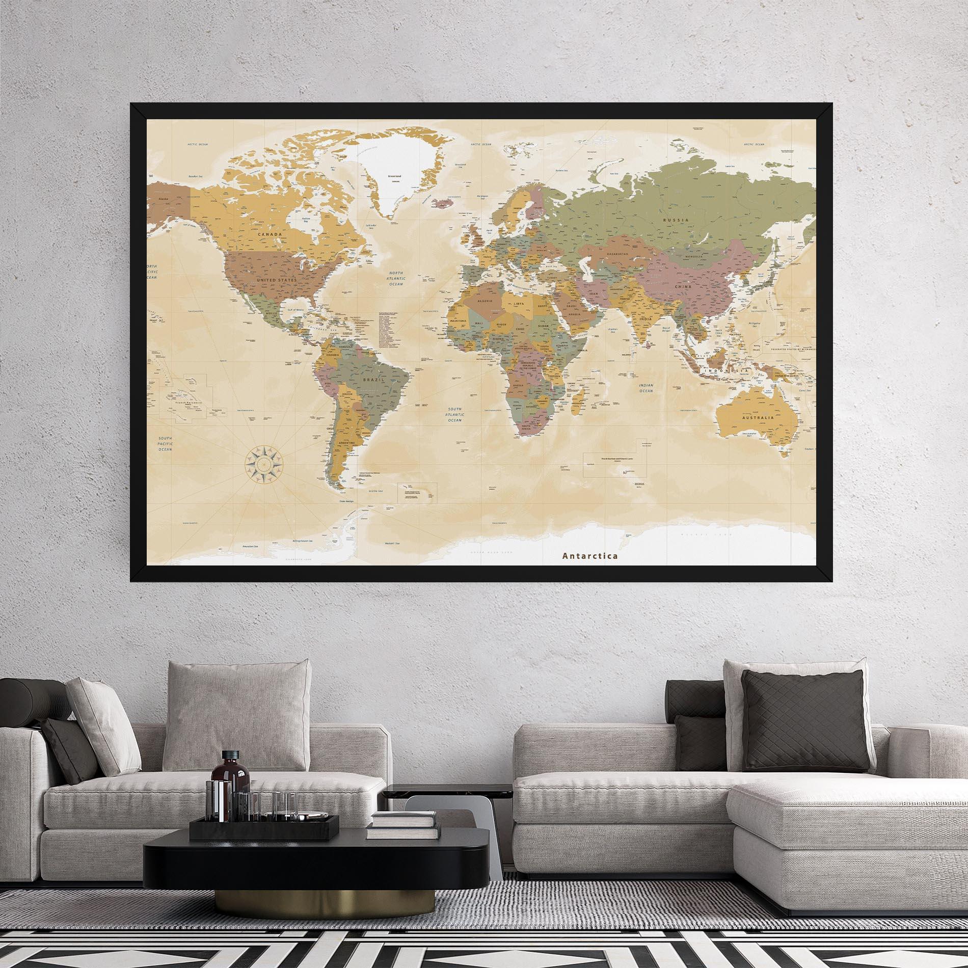 Tablou Canvas World Map Vintage mockup 2