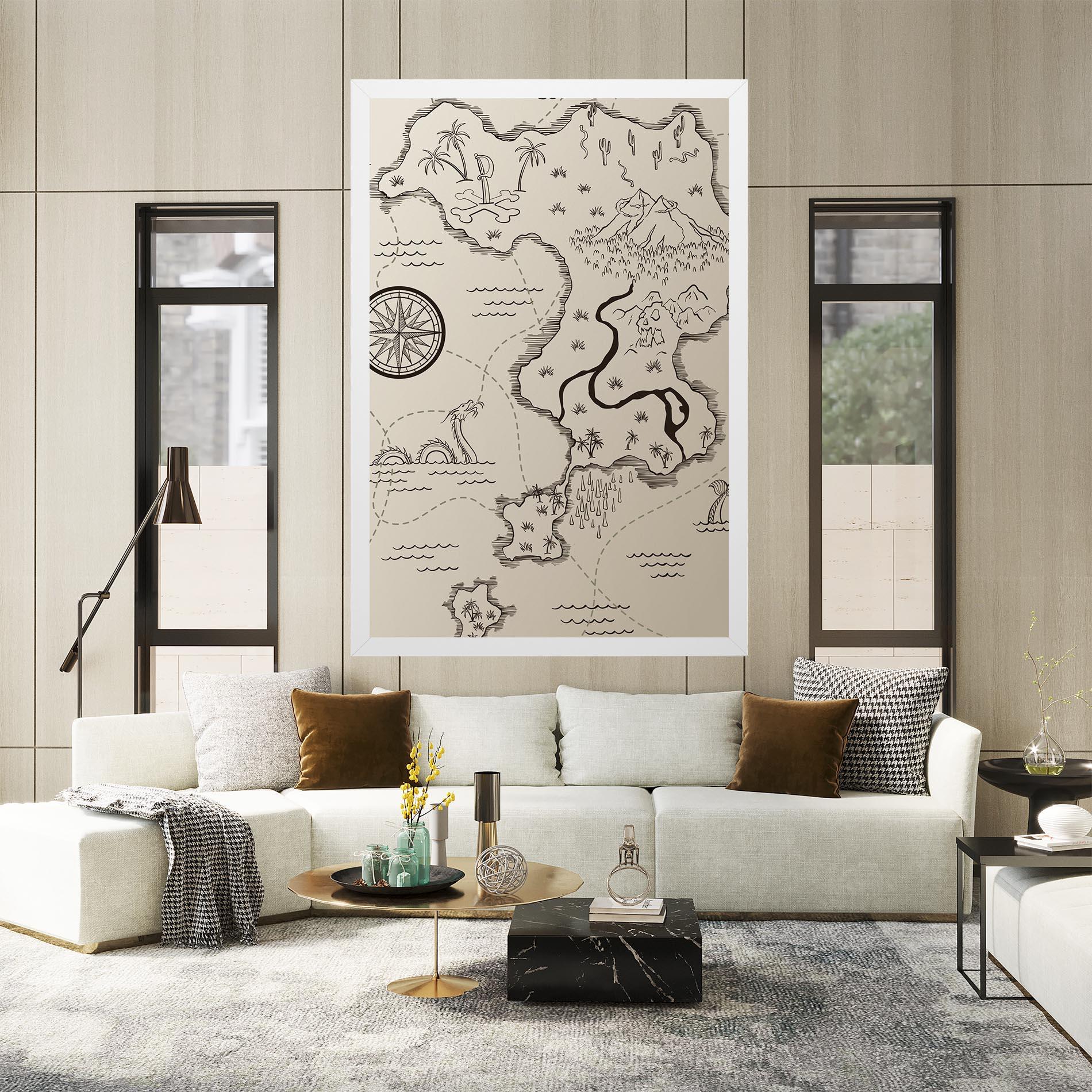 Tablou Canvas Cream Island Map mockup 2