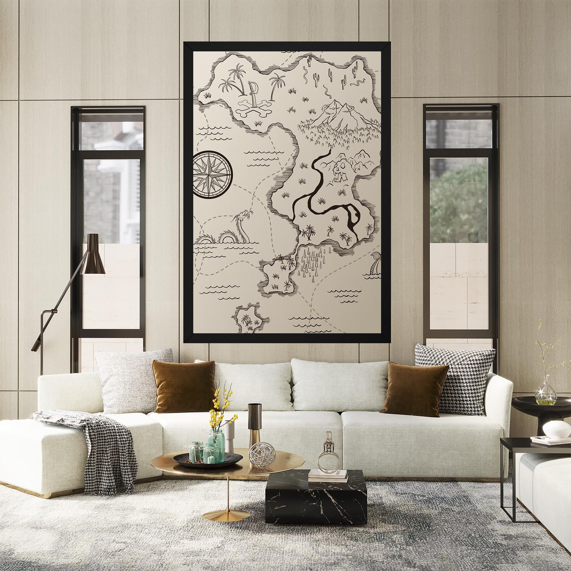 Tablou Canvas Cream Island Map mockup 2