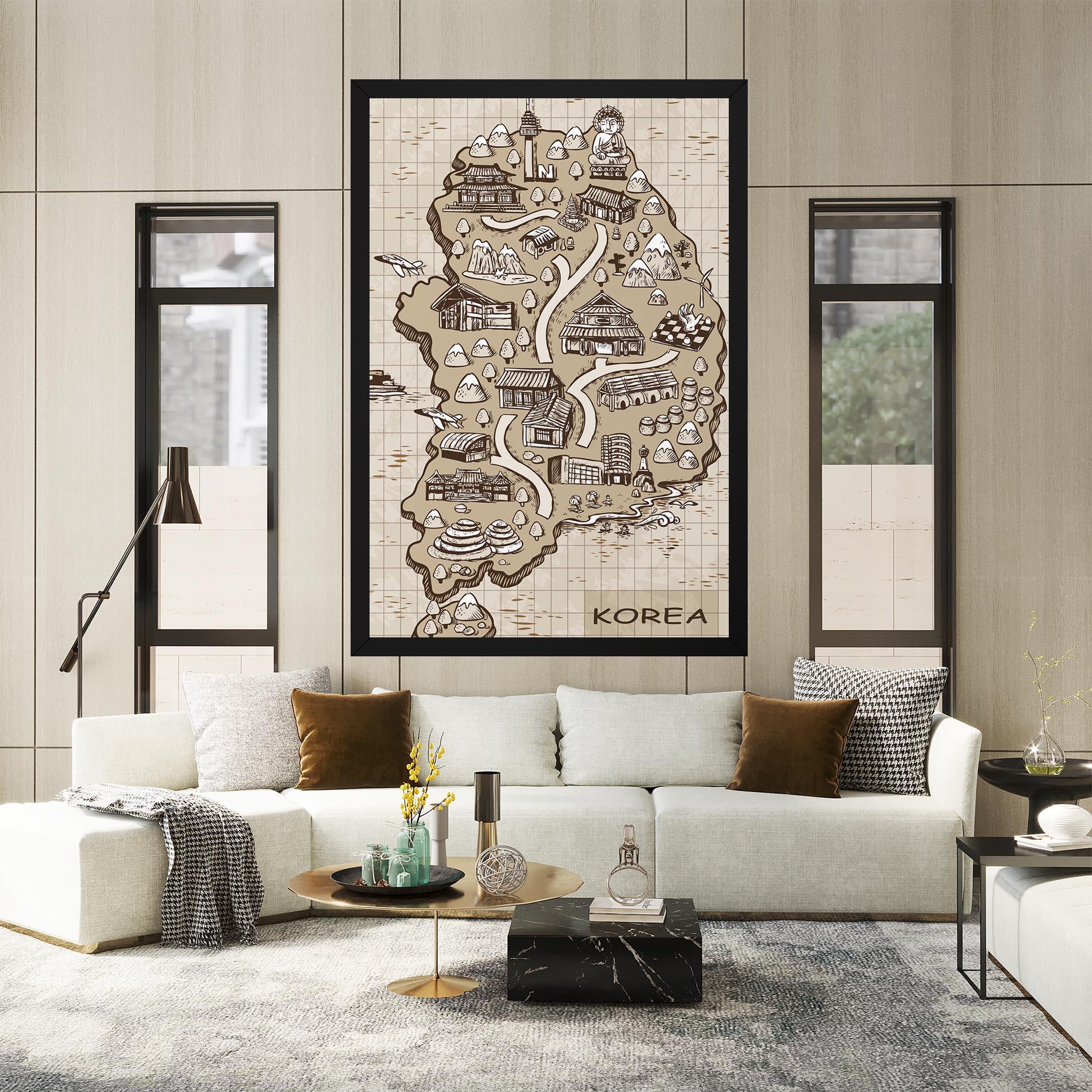 Tablou Canvas Old Korea Map mockup 2