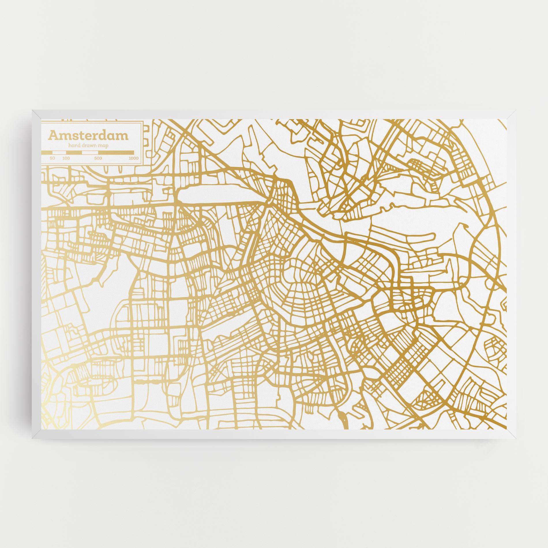 Tablou Canvas Amsterdam Gold Map mockup 0