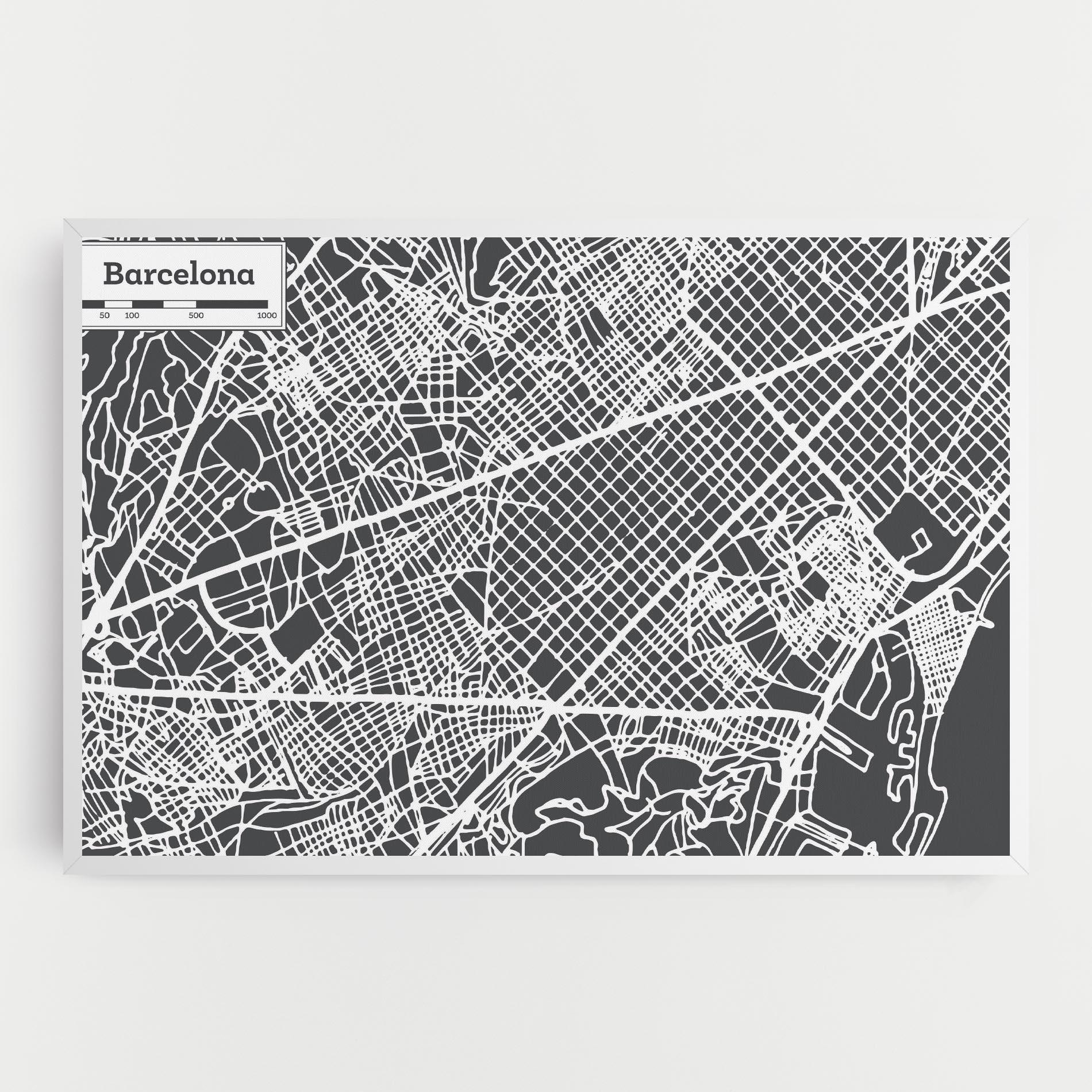 Tablou Canvas Barcelona Map mockup 0