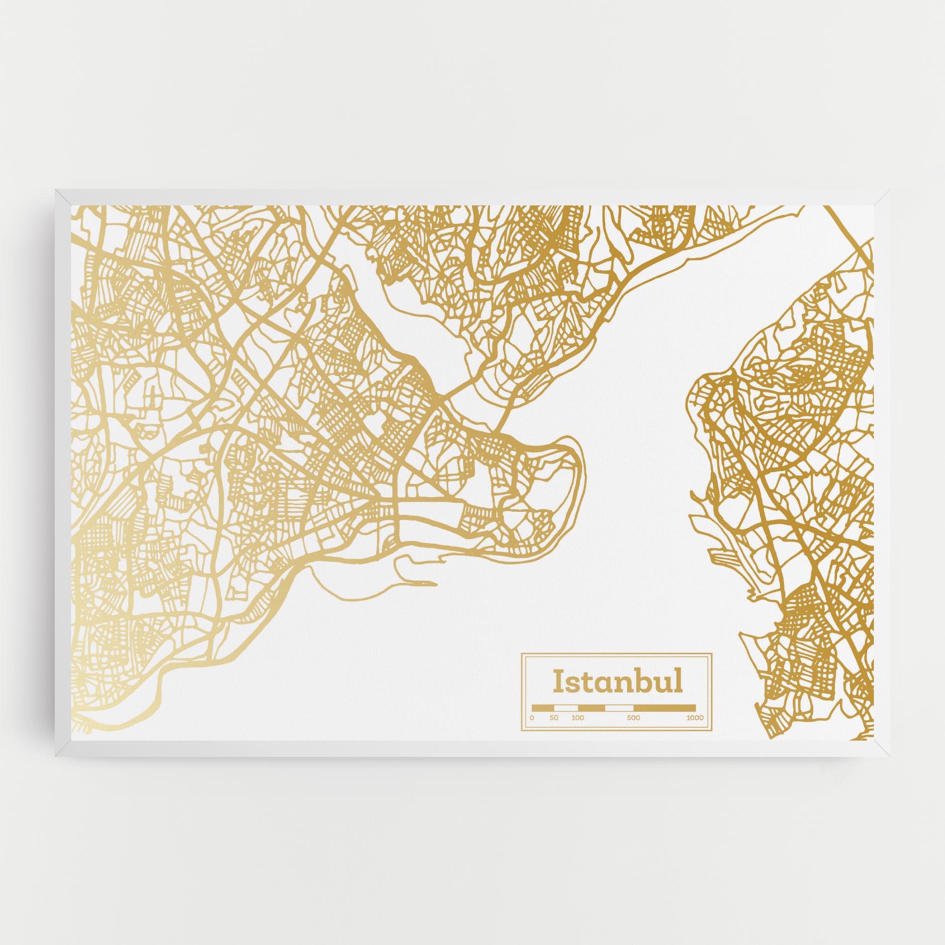 Tablou Canvas Istanbul Gold Map mockup 0