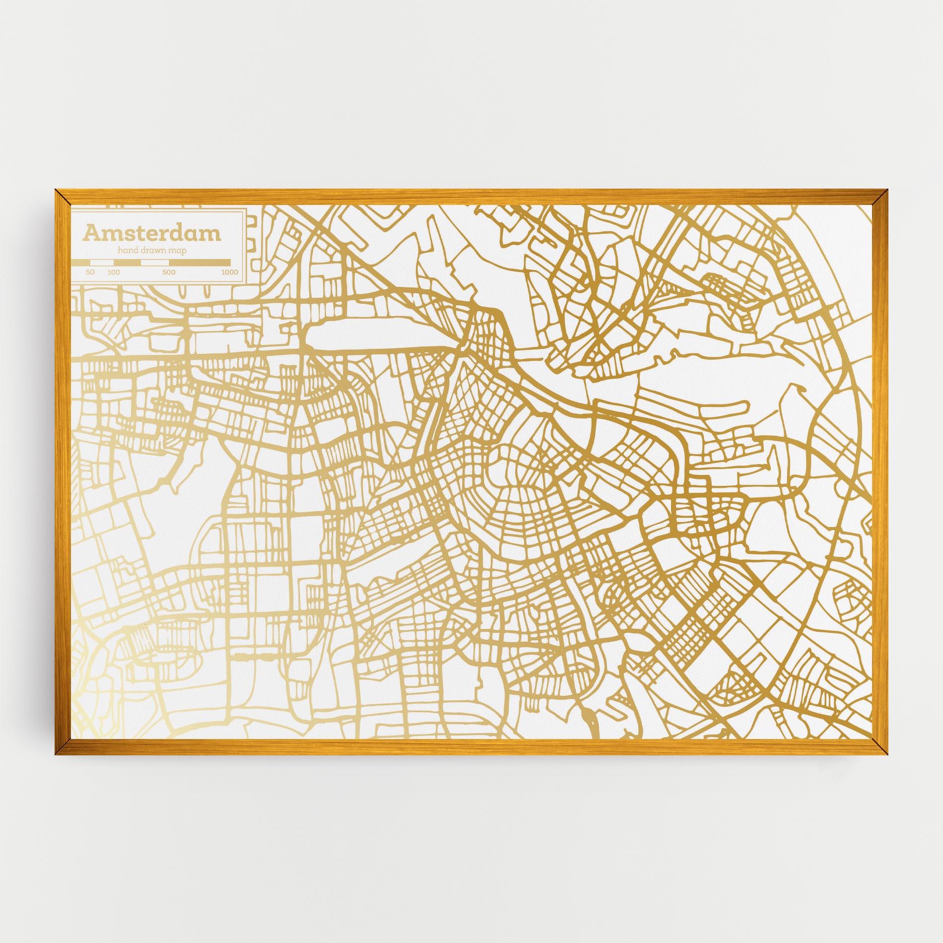 Tablou Canvas Amsterdam Gold Map mockup 0