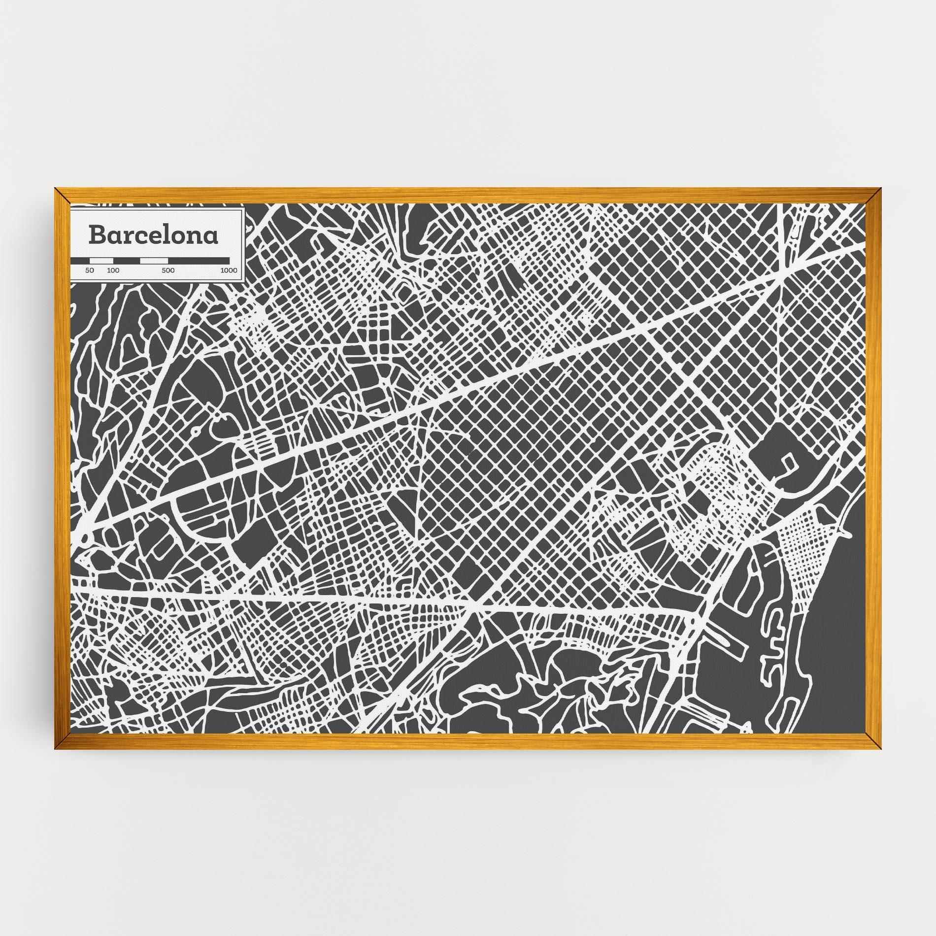 Tablou Canvas Barcelona Map mockup 0