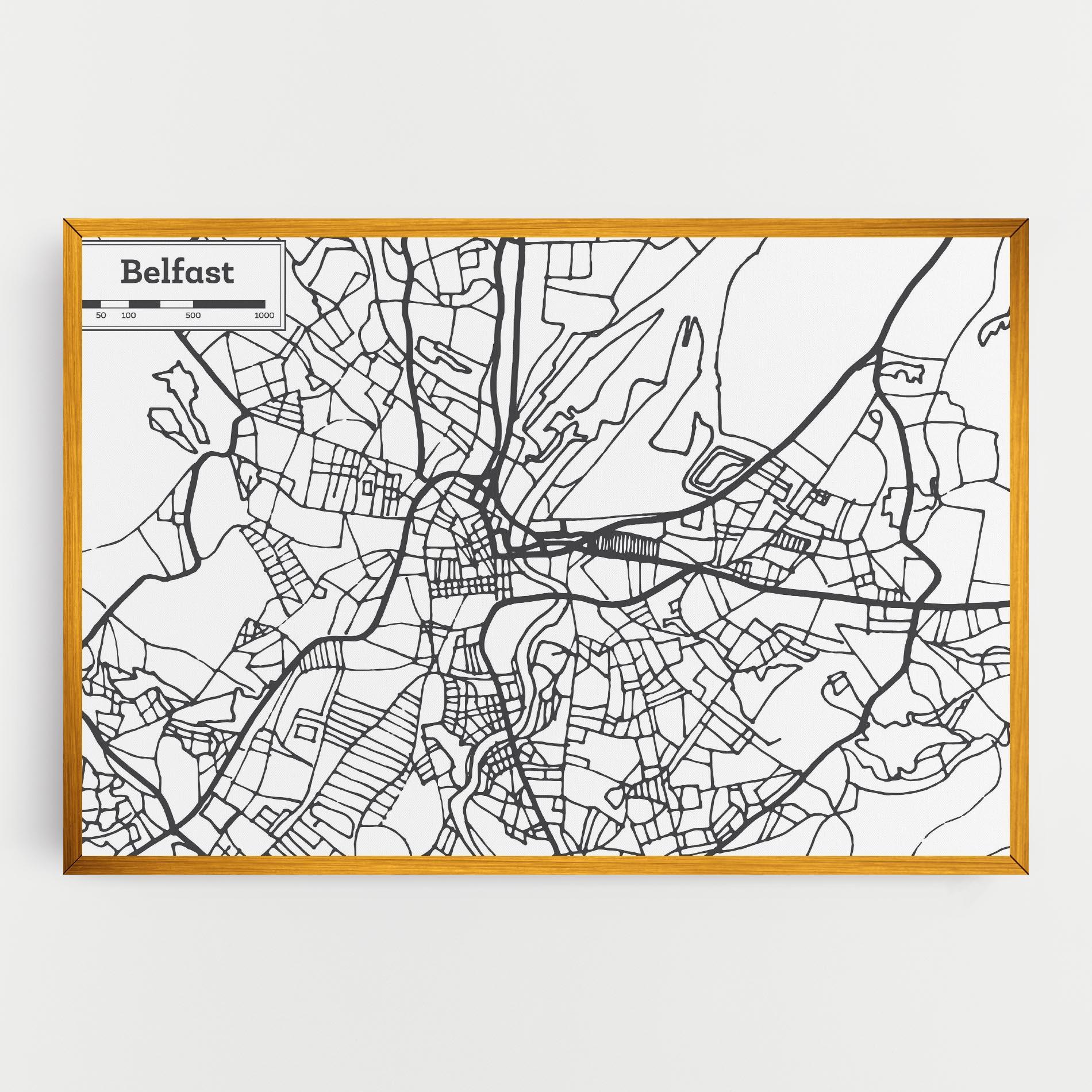 Tablou Canvas Belfast Map mockup 0