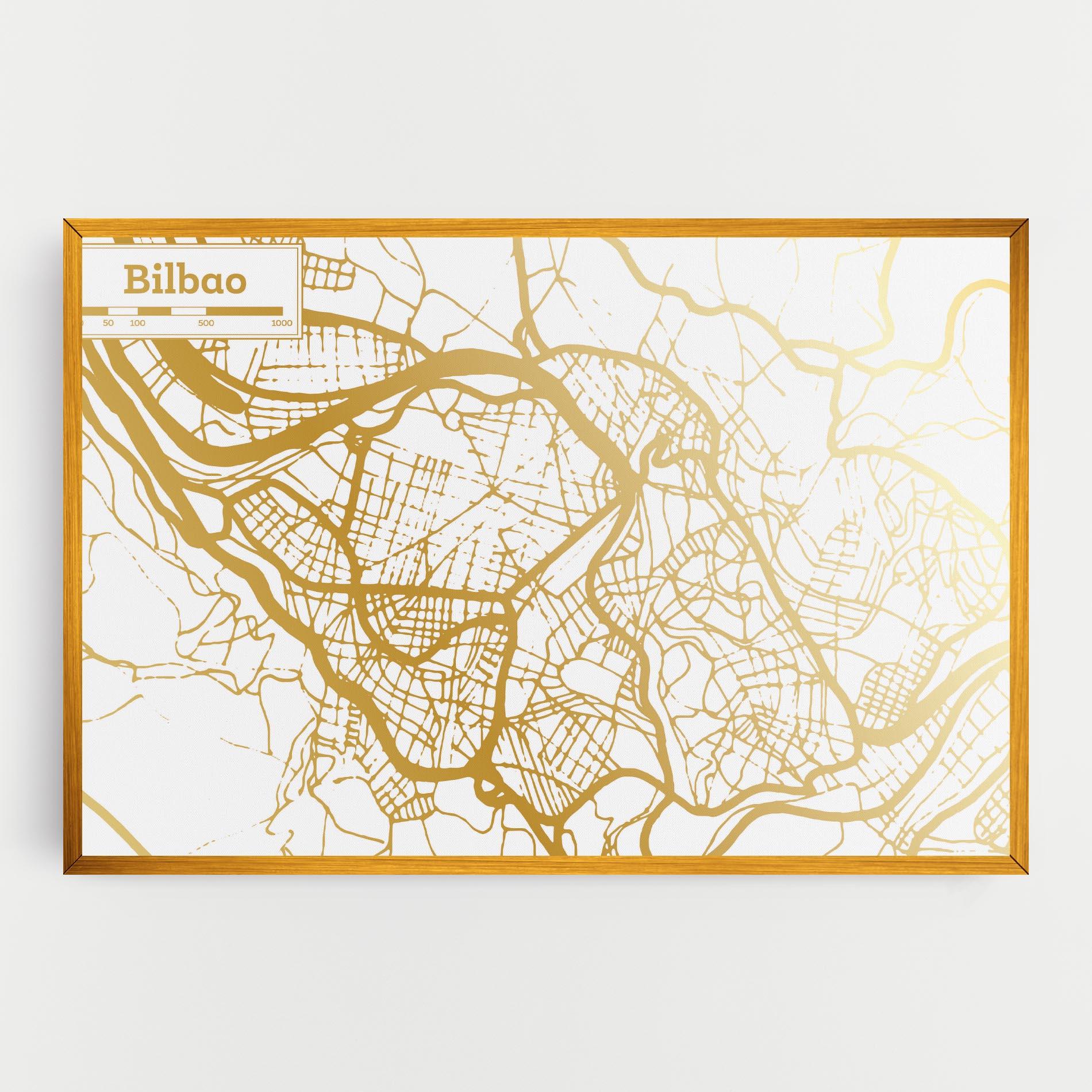 Tablou Canvas Bilbao Gold Map mockup 0