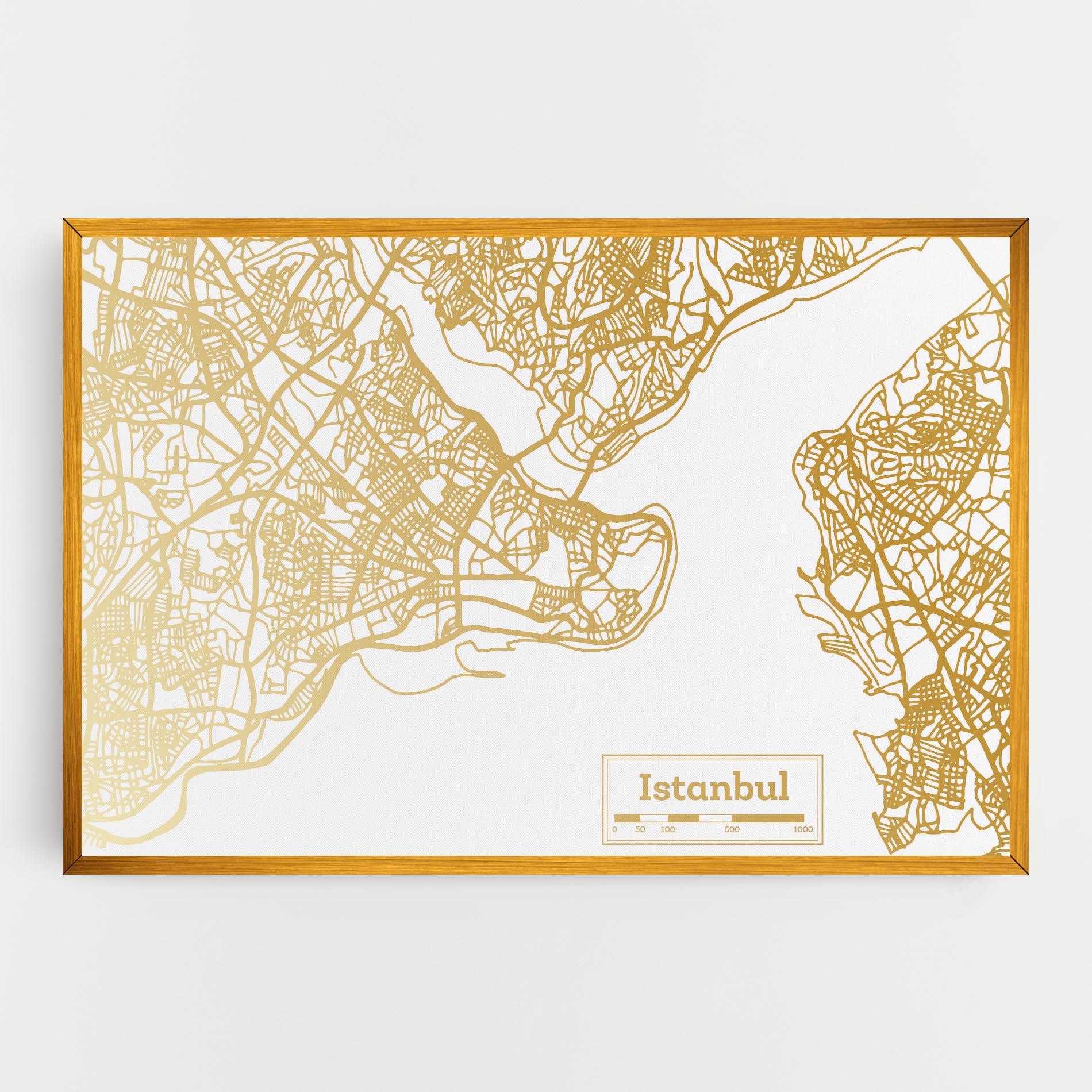 Tablou Canvas Istanbul Gold Map mockup 0