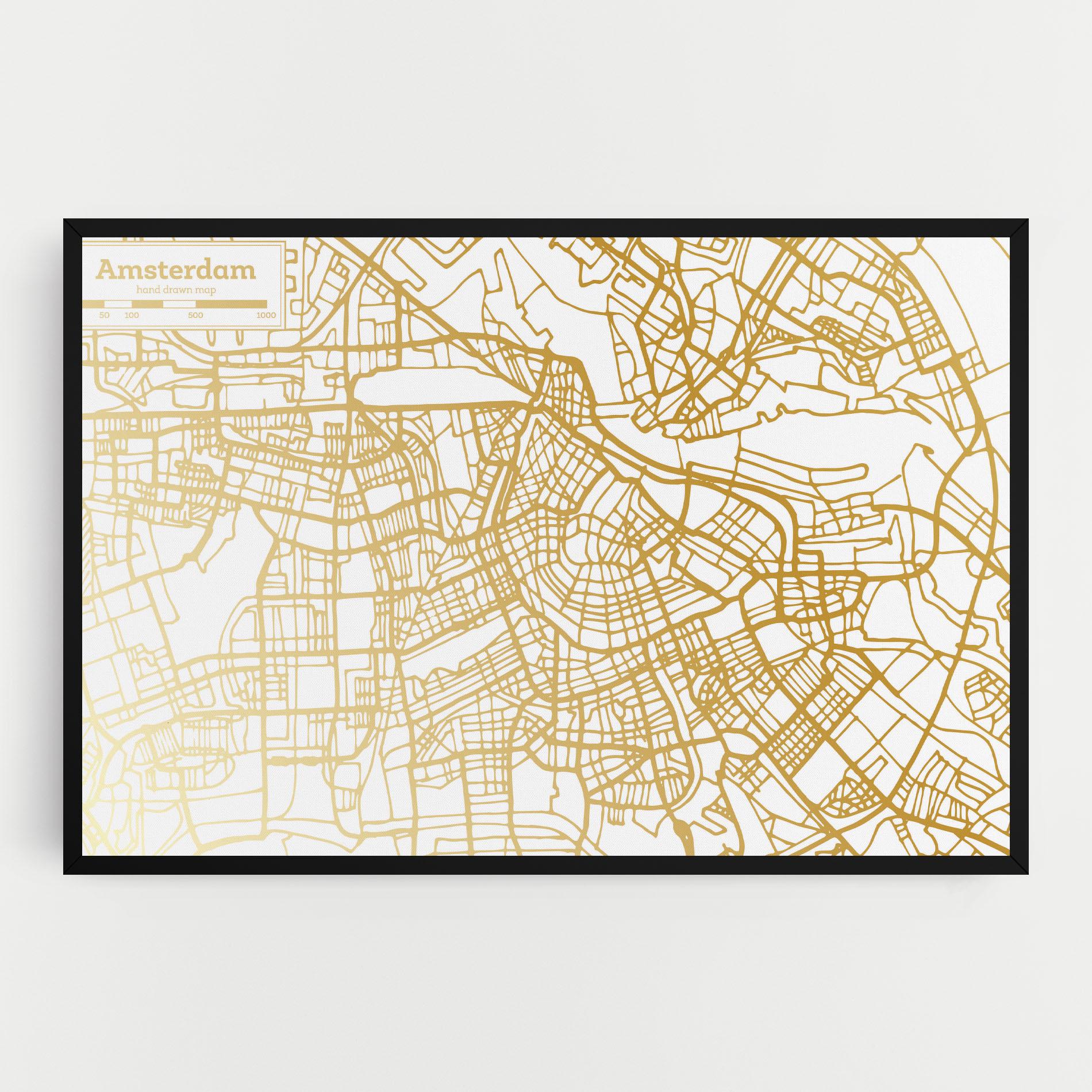 Tablou Canvas Amsterdam Gold Map mockup 0