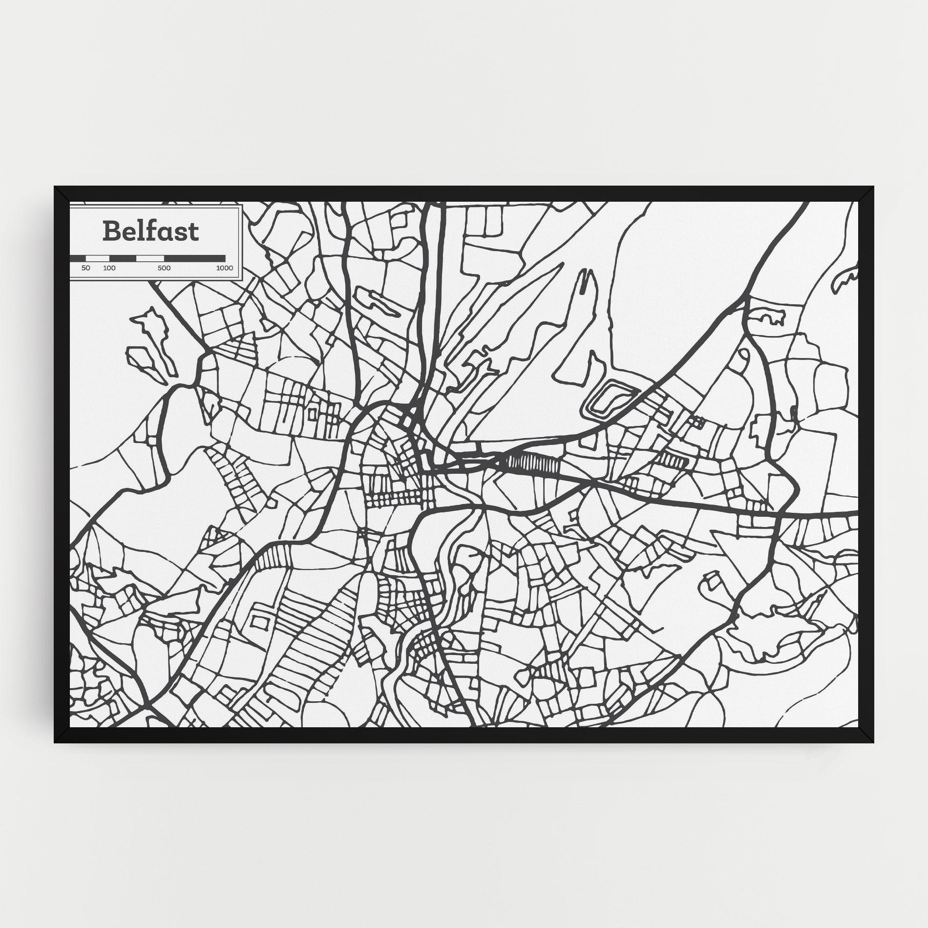 Tablou Canvas Belfast Map mockup 0