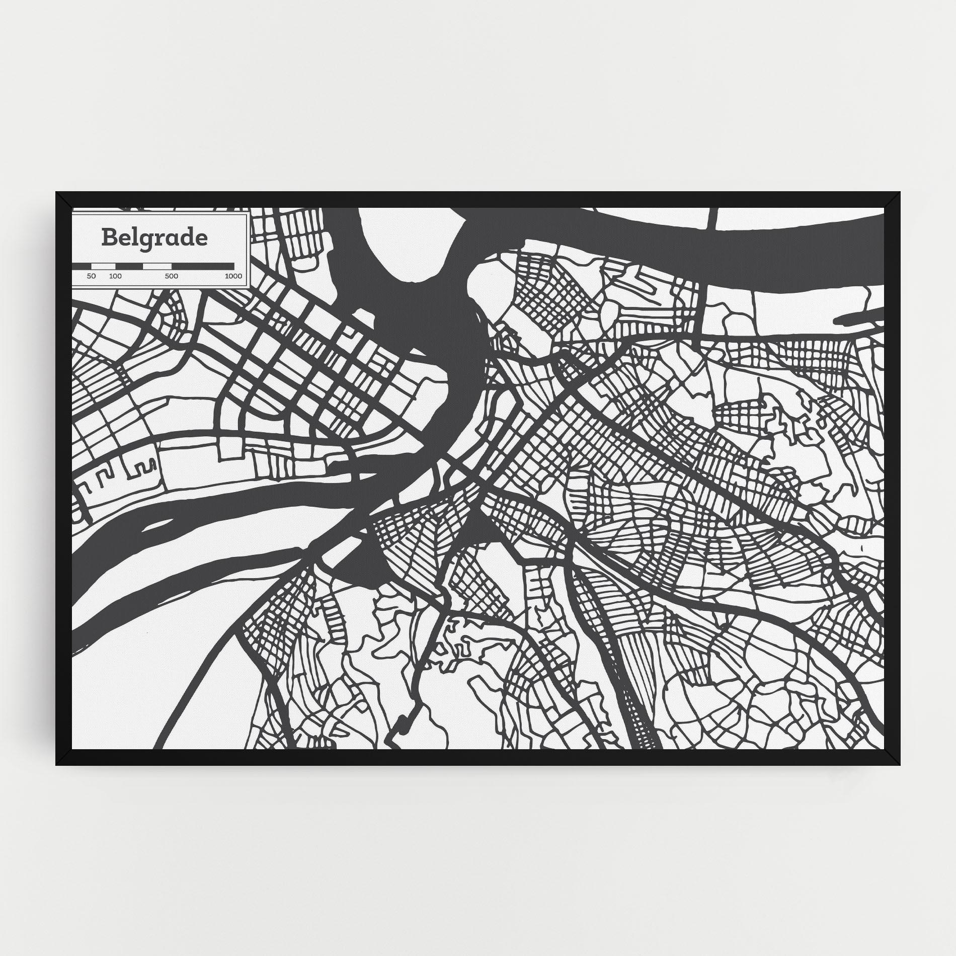 Tablou Canvas Belgrade Map mockup 0