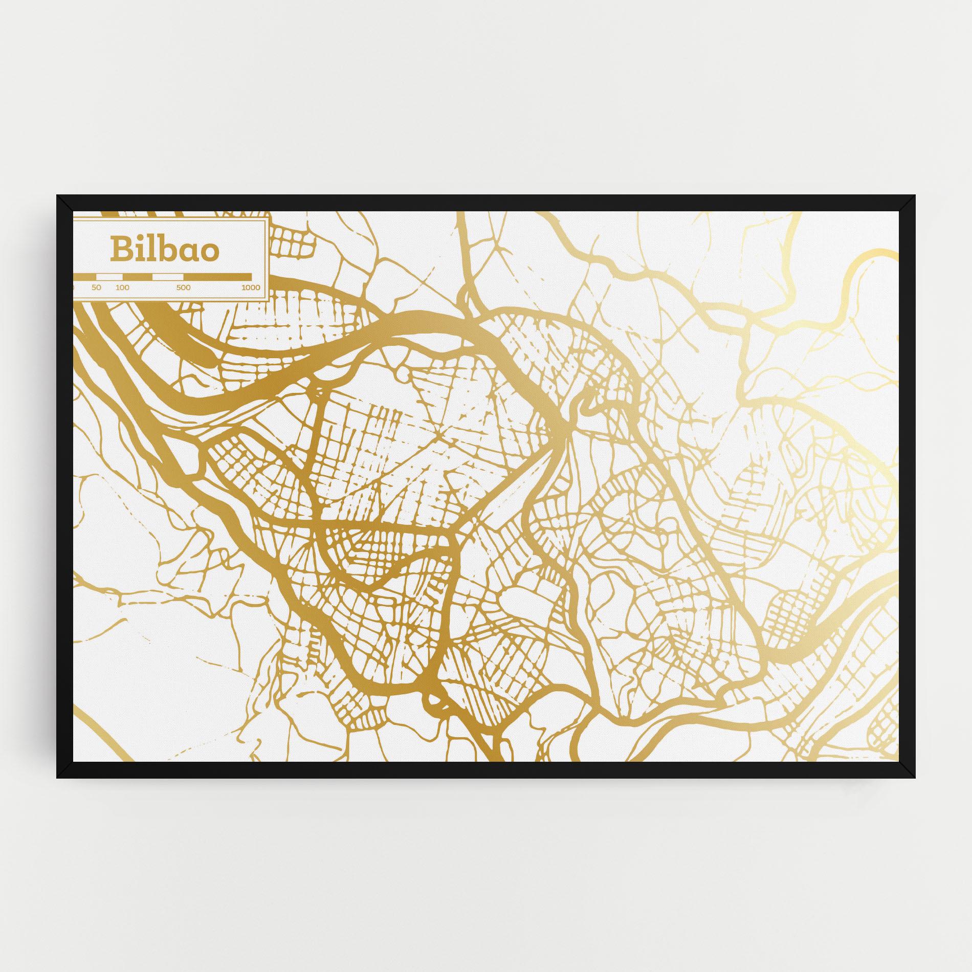 Tablou Canvas Bilbao Gold Map mockup 0