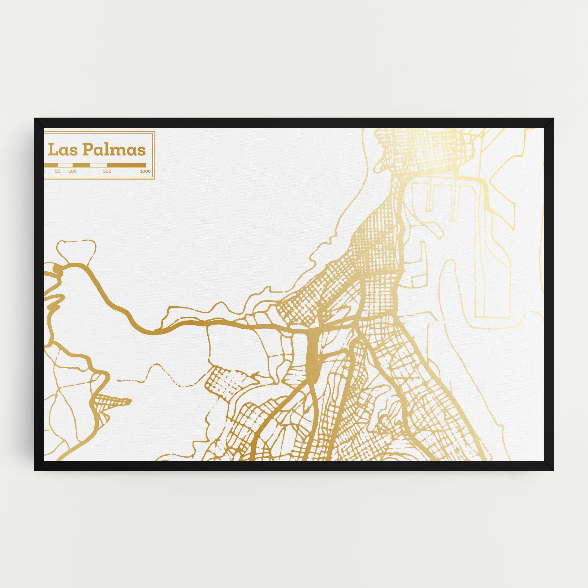 Tablou Canvas Las Palmas Gold Map mockup 0