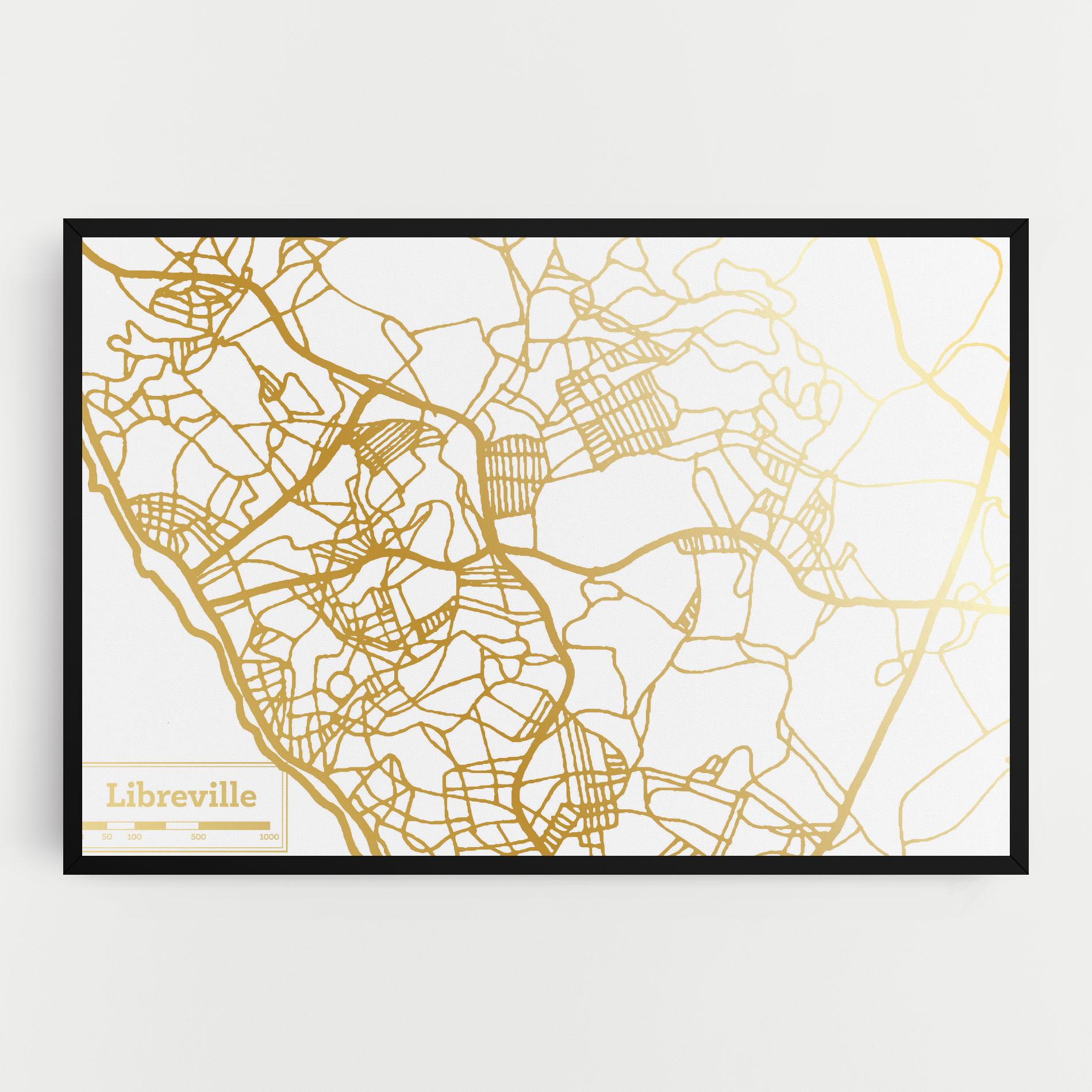 Tablou Canvas Libreville Gold Map mockup 0