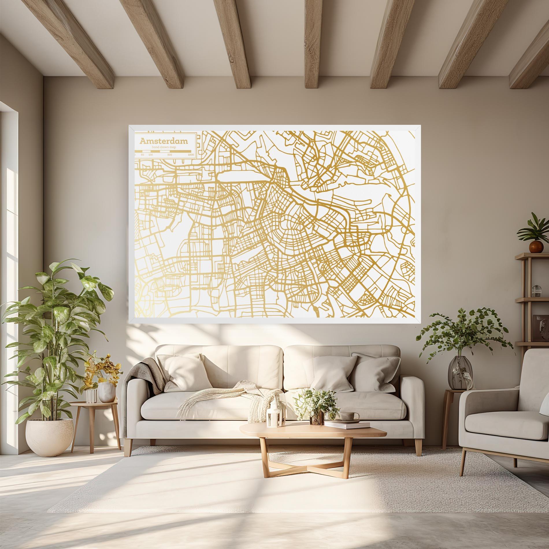 Tablou Canvas Amsterdam Gold Map mockup 6