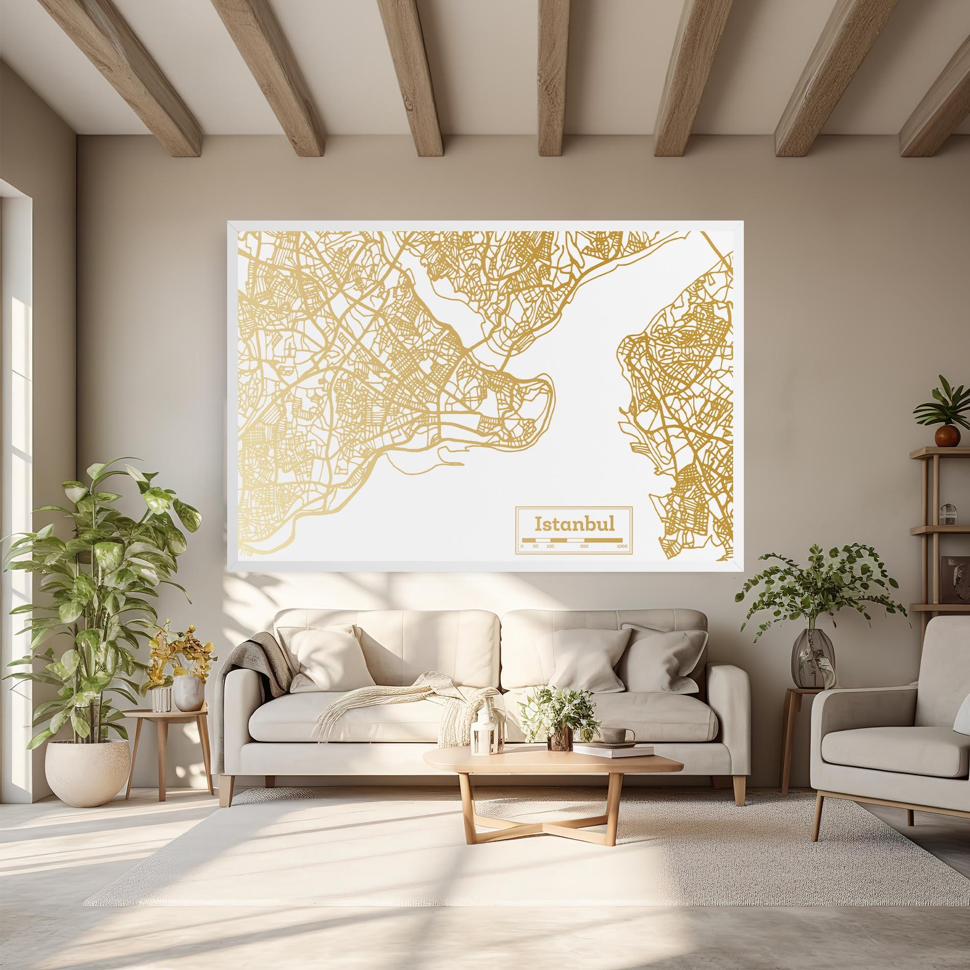 Tablou Canvas Istanbul Gold Map mockup 6