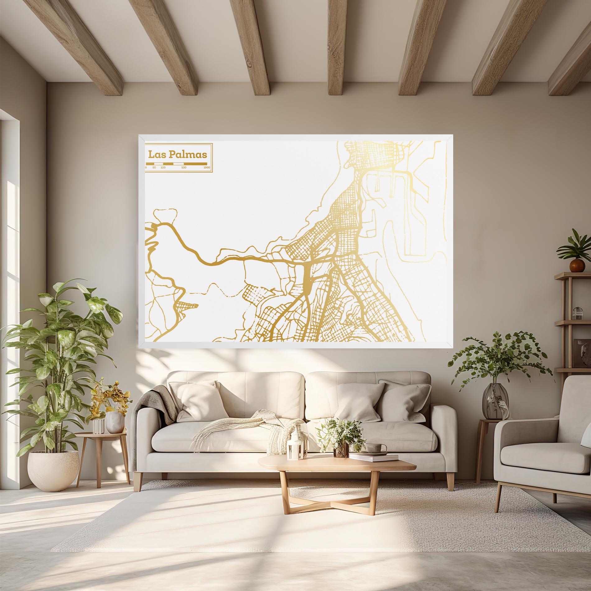 Tablou Canvas Las Palmas Gold Map mockup 6