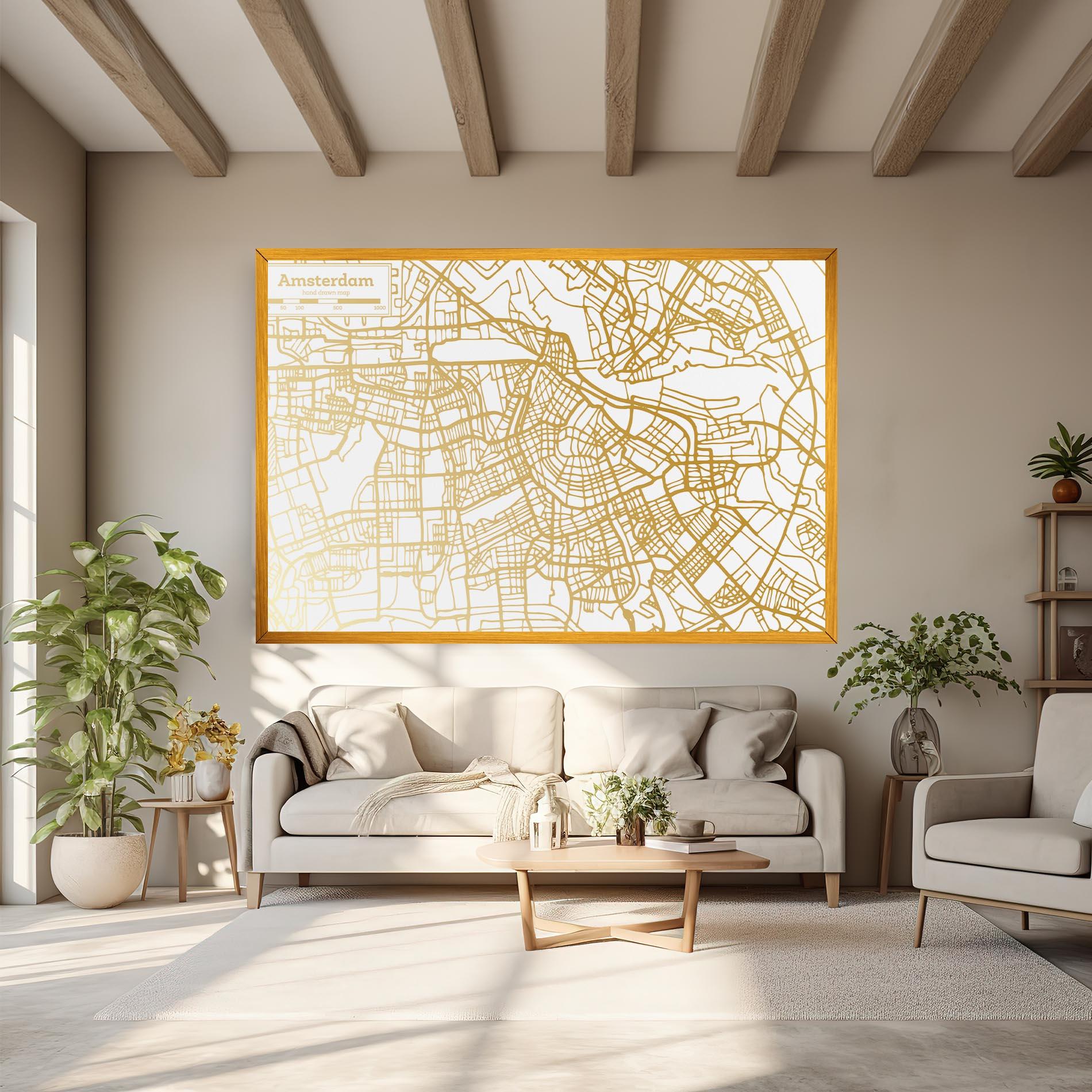 Tablou Canvas Amsterdam Gold Map mockup 6