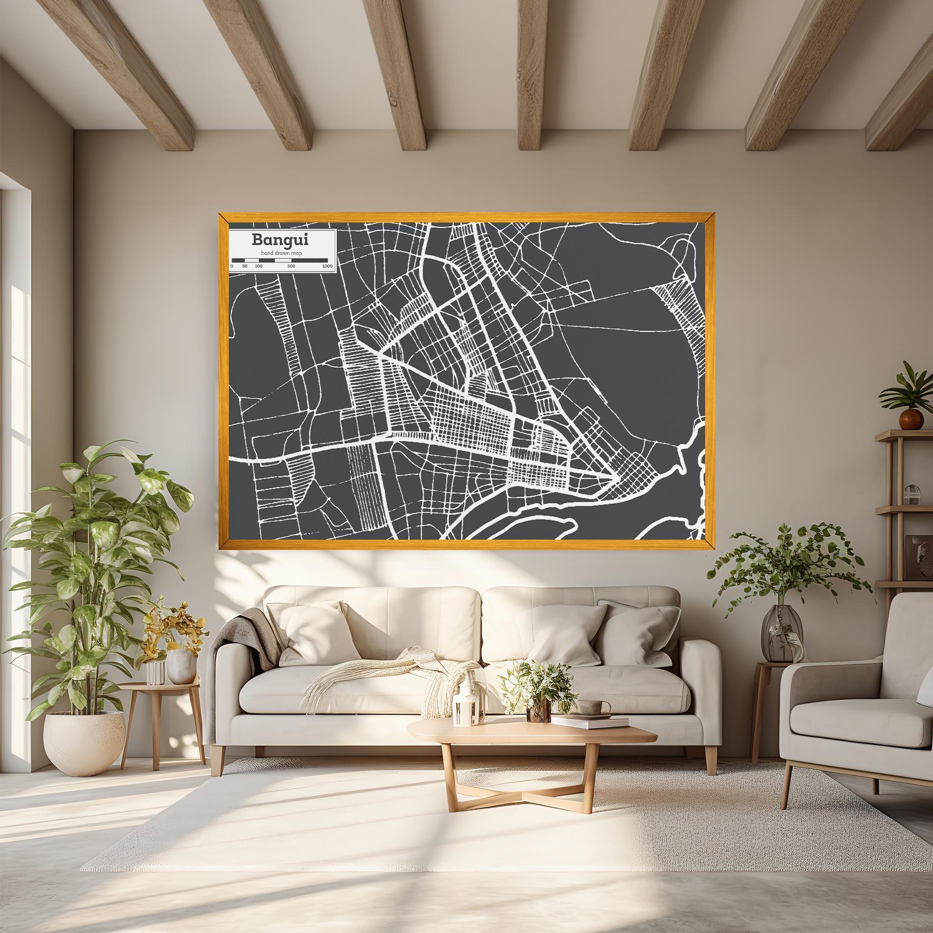 Tablou Canvas Bangui Map mockup 6
