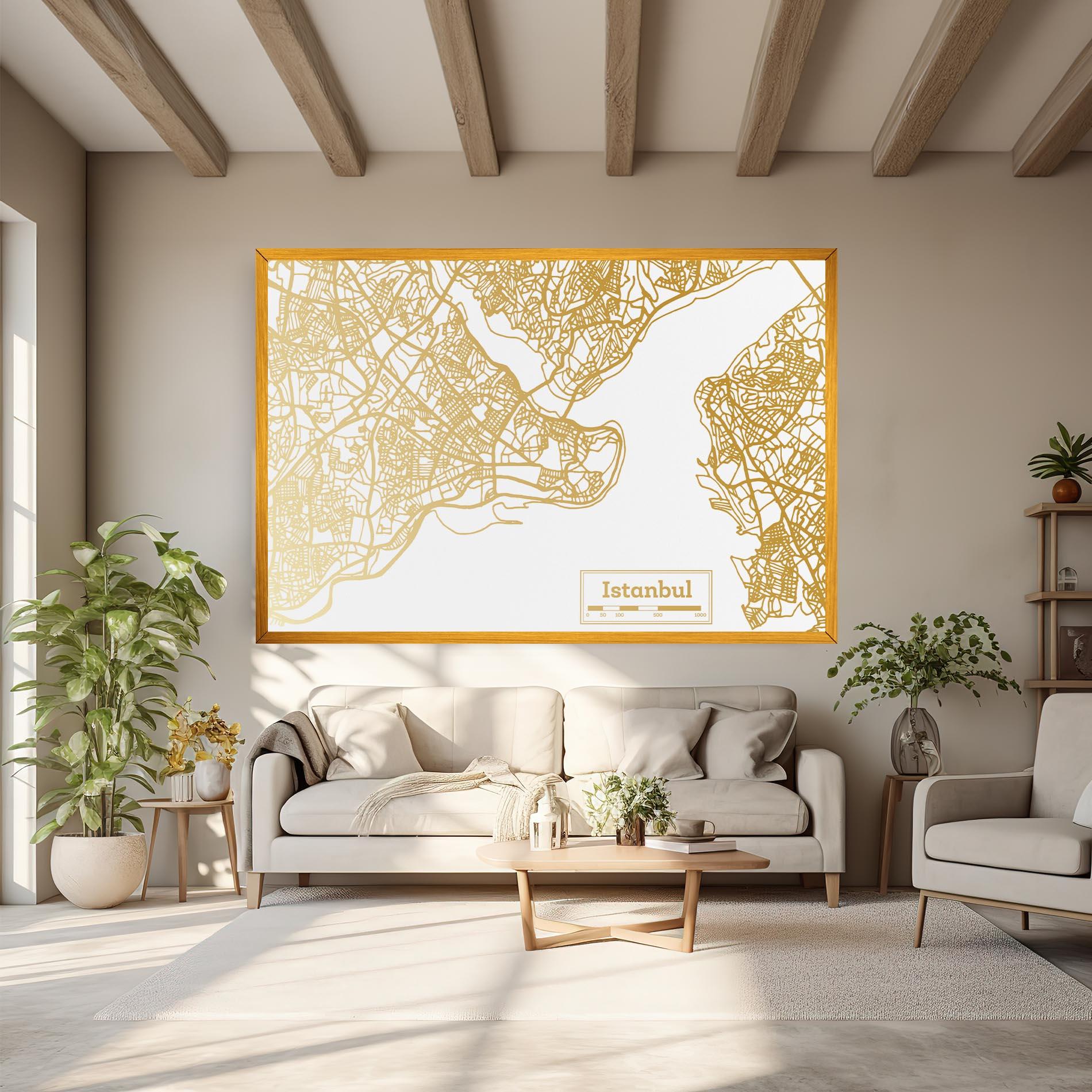 Tablou Canvas Istanbul Gold Map mockup 6