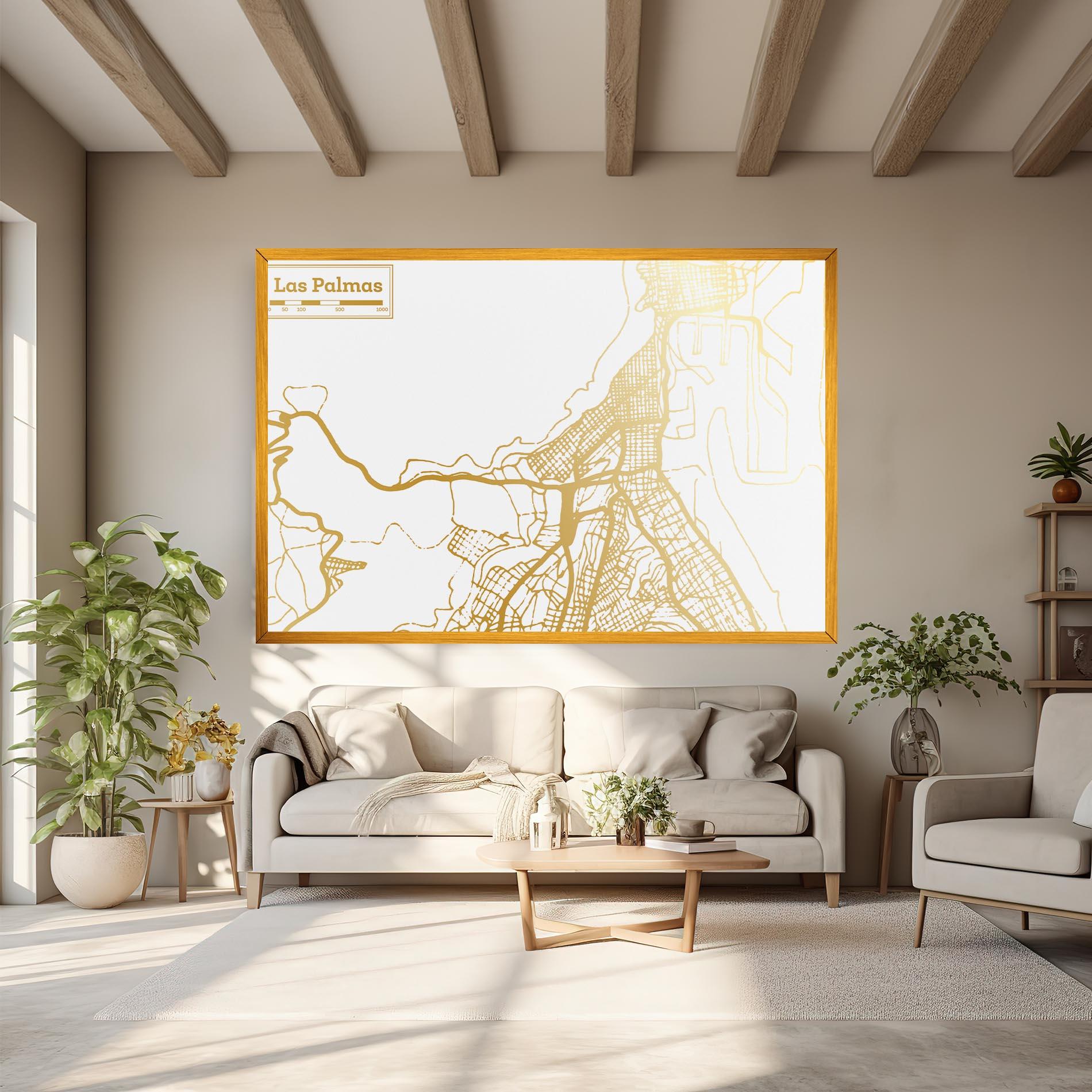 Tablou Canvas Las Palmas Gold Map mockup 6