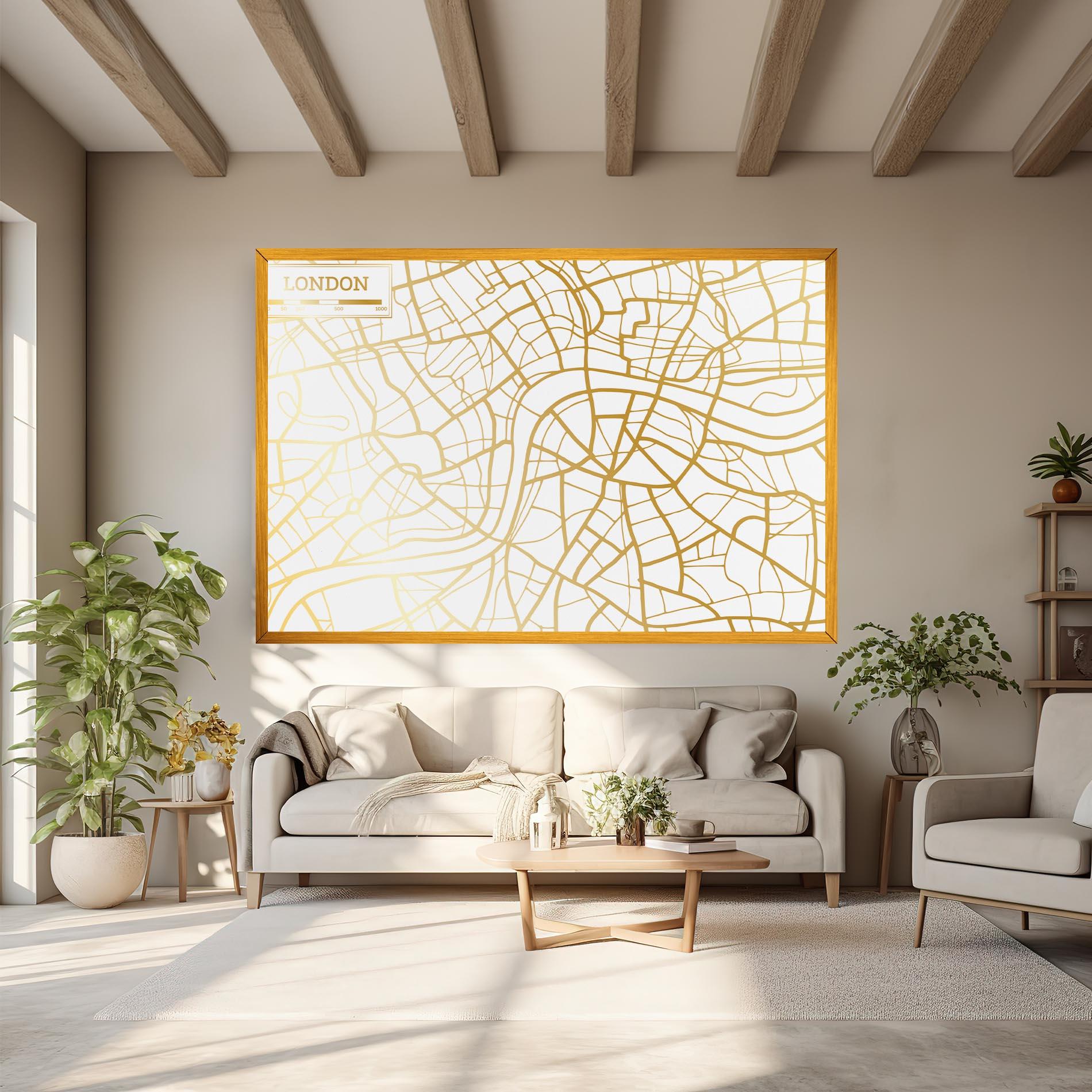 Tablou Canvas London Gold Map mockup 6