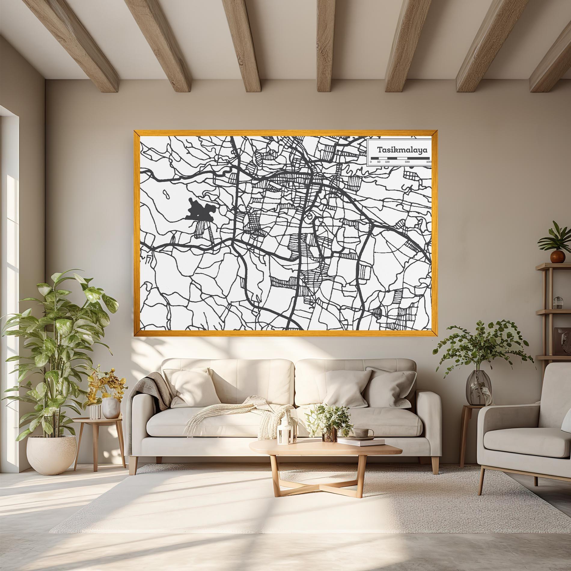 Tablou Canvas Tasikmalaya Map mockup 6