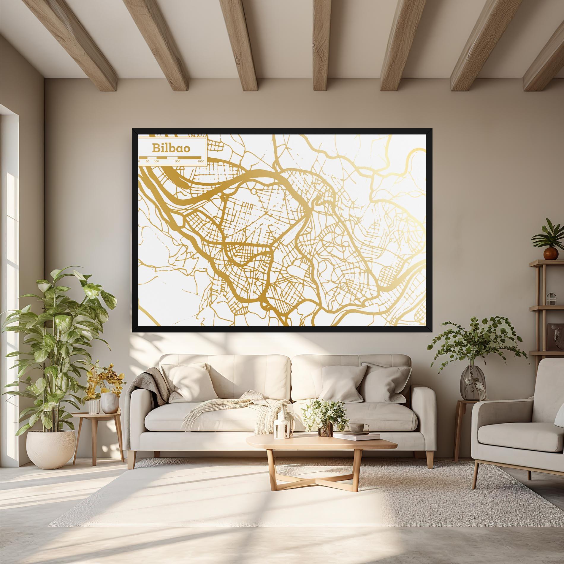 Tablou Canvas Bilbao Gold Map mockup 6