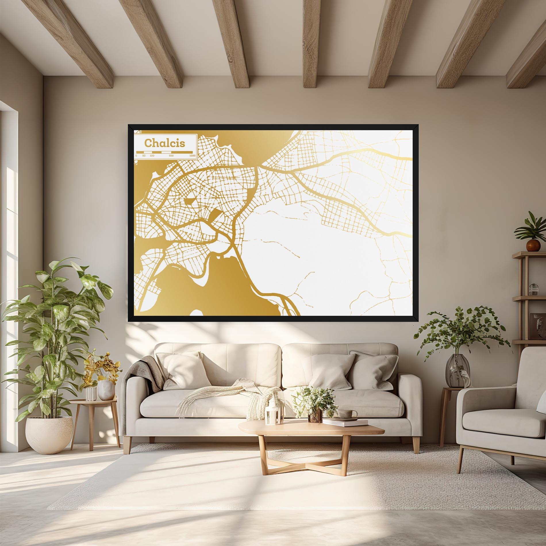 Tablou Canvas Chalcis Gold Map mockup 6