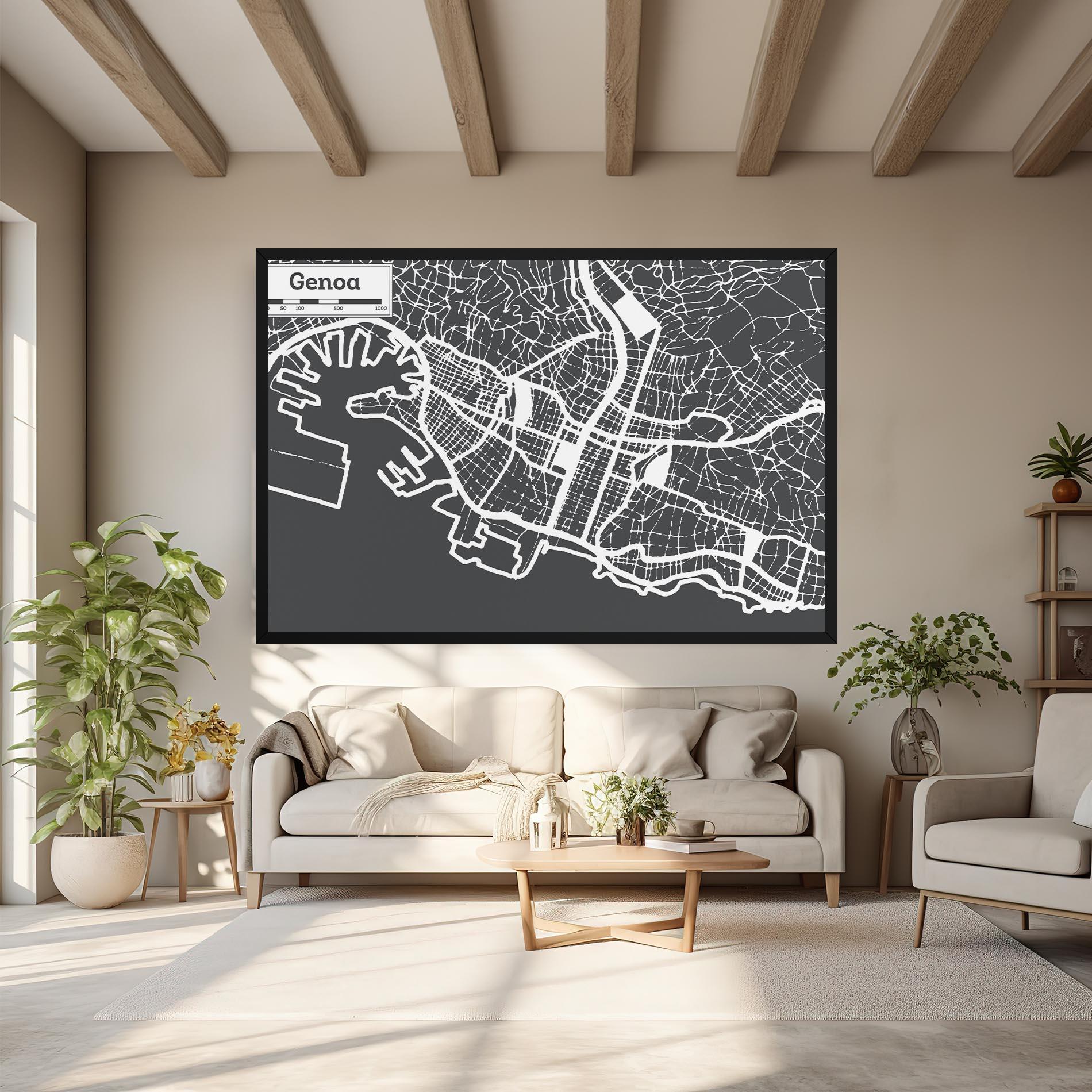 Tablou Canvas Genoa Map mockup 6